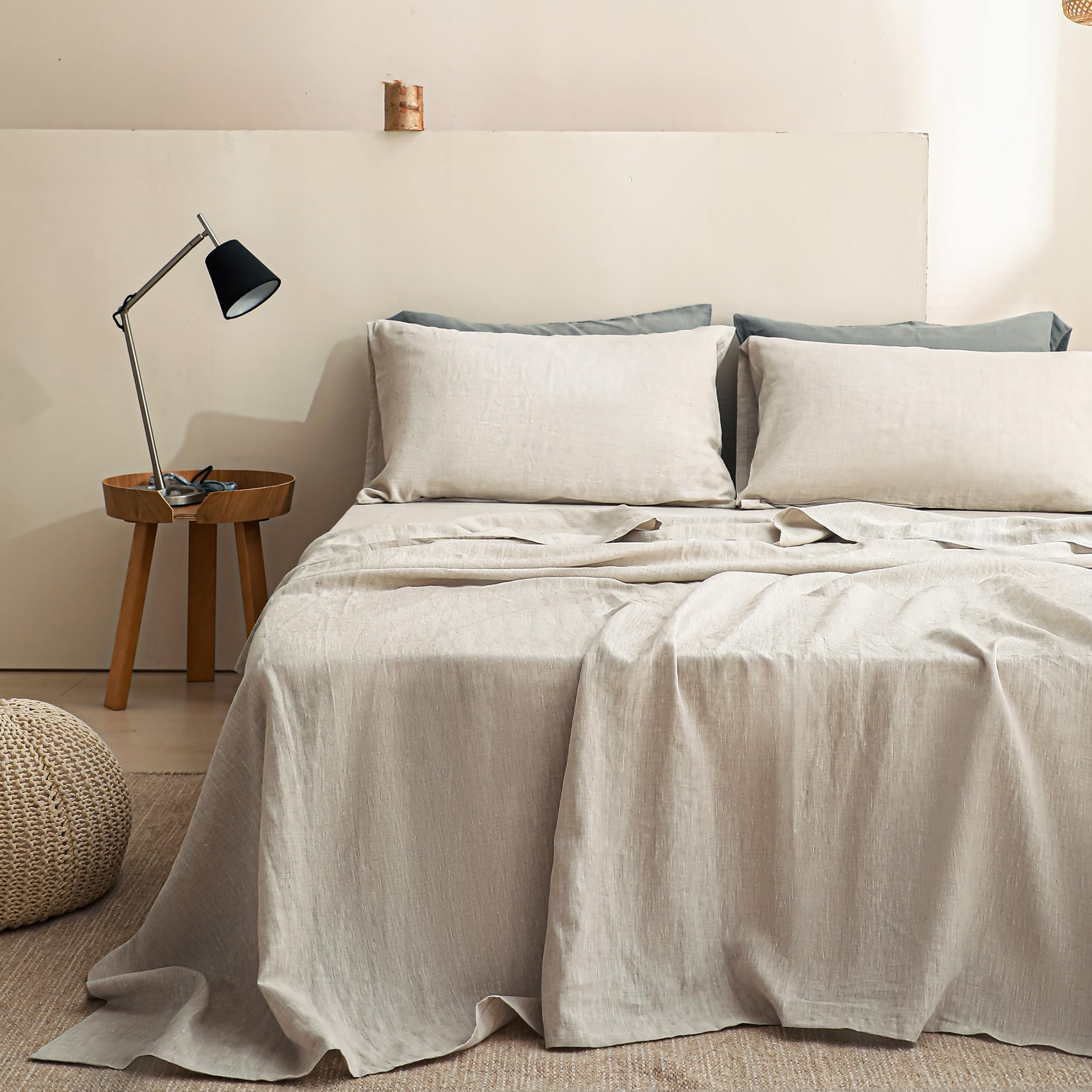Premium 100% French Linen Sheet Set Twin Size - 3 Piece Natural Breathable Bedding for All Seasons | Soft, Durable & Hypoallergenic | Perfect for Hot Sleepers, Guest Rooms & Eco-Friendly Homes