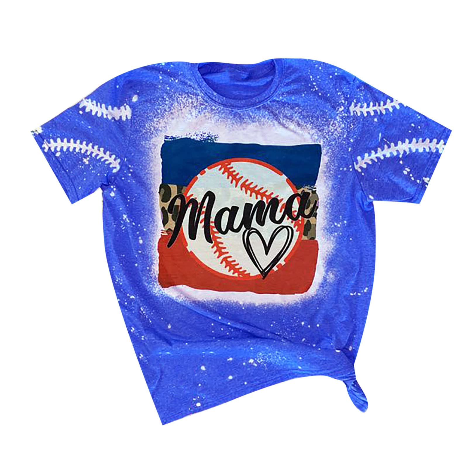 Women's Tie Dye Baseball Mom T-Shirt - Soft Cotton Short Sleeve Bleached Tee with Distressed Letter Print | Perfect for Softball Games, Mother's Day Gifts & Casual Wear