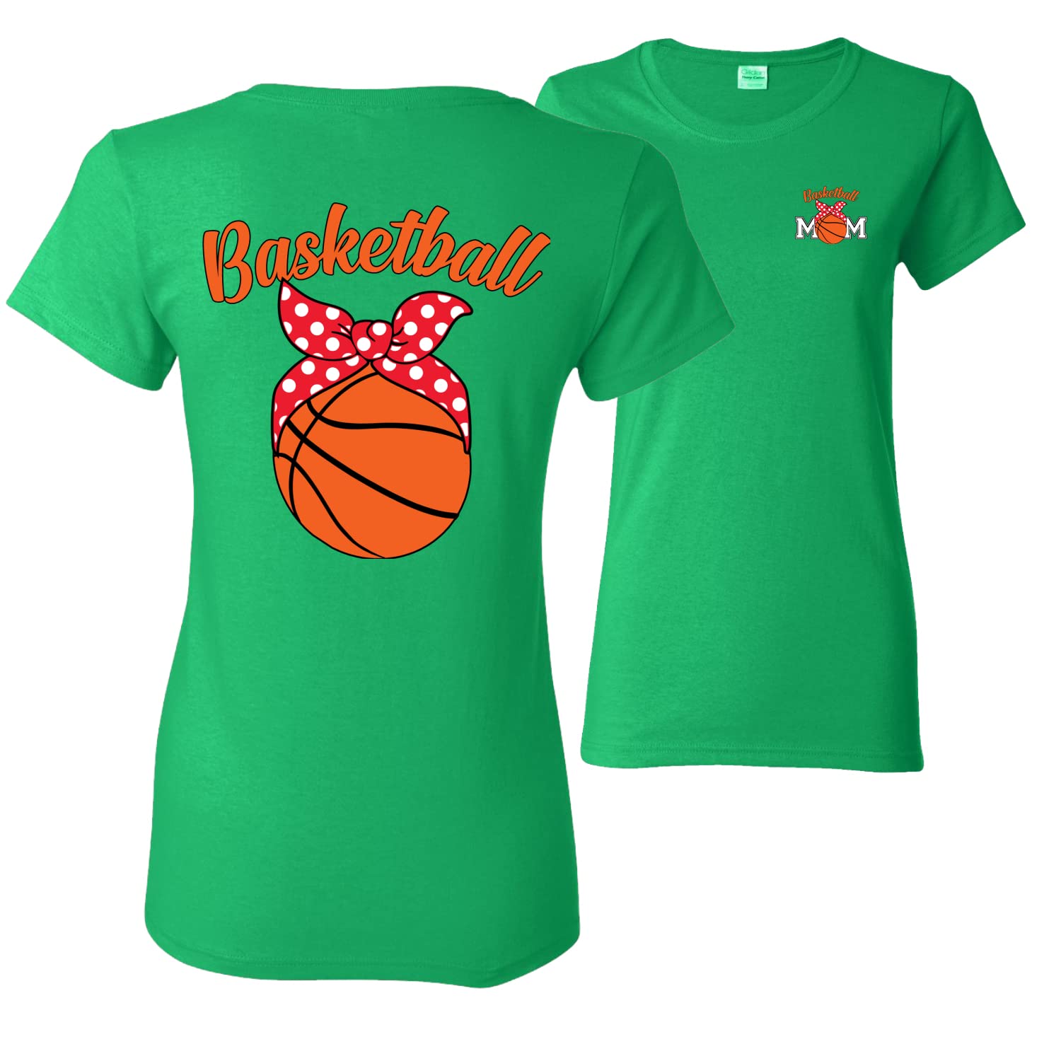 Basketball Mom Graphic T-Shirt - Cute Sports Tee for Women, Youth League Gift, Front & Back Print - Perfect for Games, Practices & Team Spirit