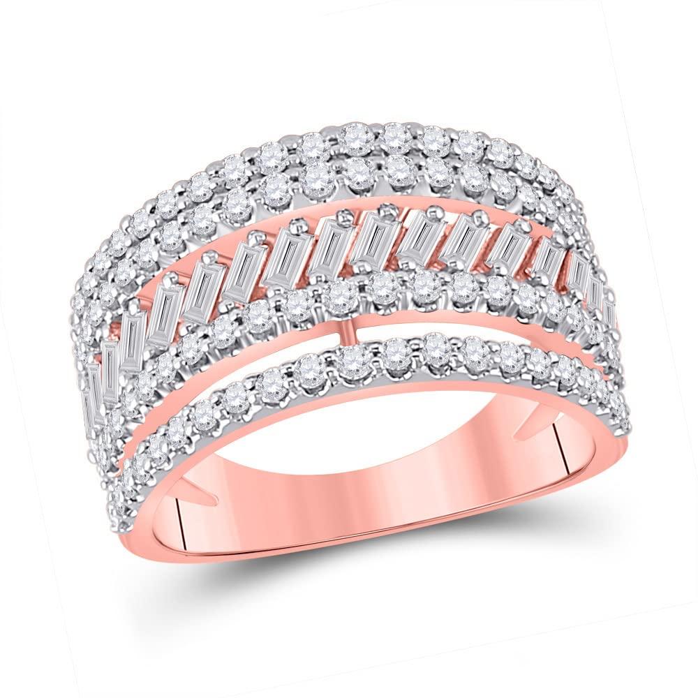 14K Rose Gold Women's Round Diamond Anniversary Ring - 1 CTTW, Elegant Gift for Wife, Engagement, Wedding, Valentine's Day