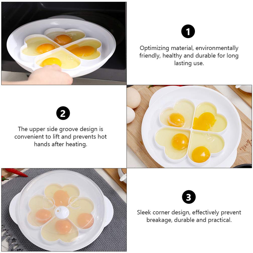 SOLUSTRE 4-Cavity Microwave Egg Poacher - Heart-Shaped Egg Cooker & Steamer for Perfect Poached Eggs - Quick & Easy Breakfast Maker for Kitchen & Home - Ideal for Healthy Meals, Meal Prep & Family Cooking