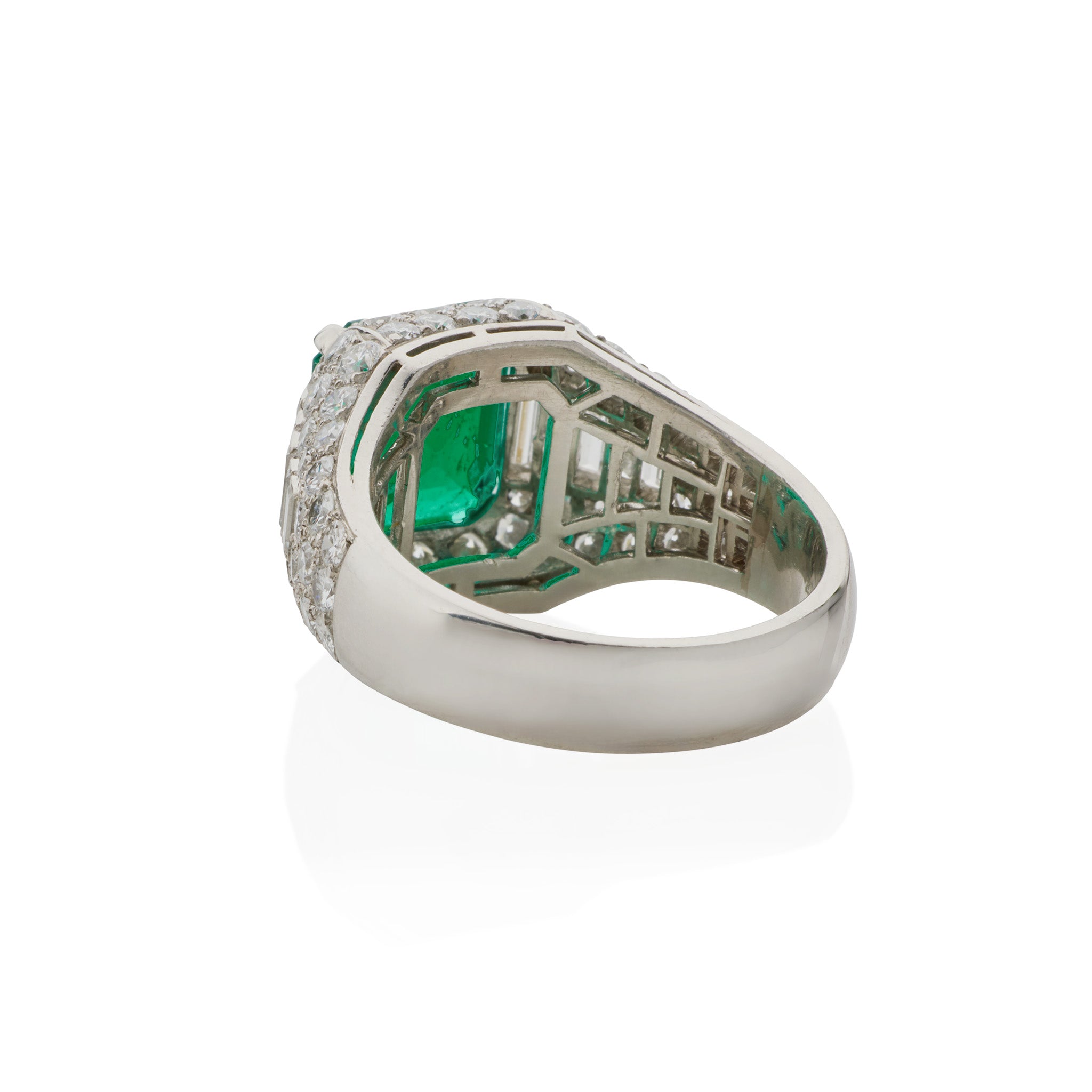 Bulgari Colombian Emerald & Diamond Trombino Ring | 18K Gold Luxury Jewelry for Women | Perfect for Weddings, Anniversaries & Special Occasions