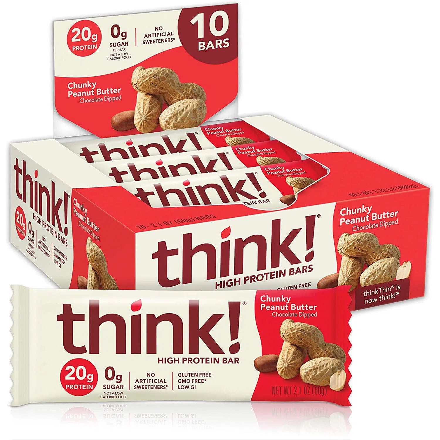think! High Protein Bars - Low Sugar, Gluten Free Snacks for Weight Loss & Energy Boost - Perfect for Gym, Hiking & On-the-Go Nutrition