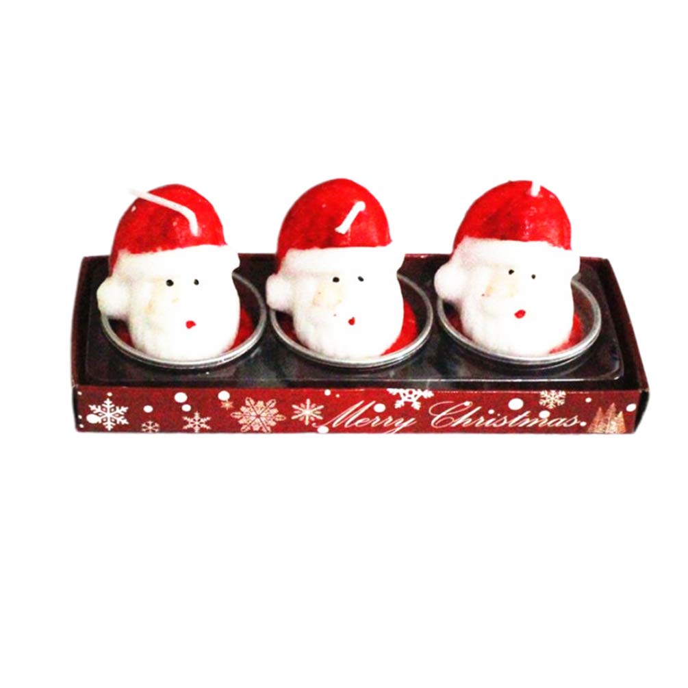 Amosfun 3-Piece Santa Claus Shaped Christmas Candles - Holiday Tealight Candles for Xmas Tree Decorations, Party Favors & Festive Table Centerpieces - Perfect for Christmas Decor, Gift Giving & Holiday Home Decor