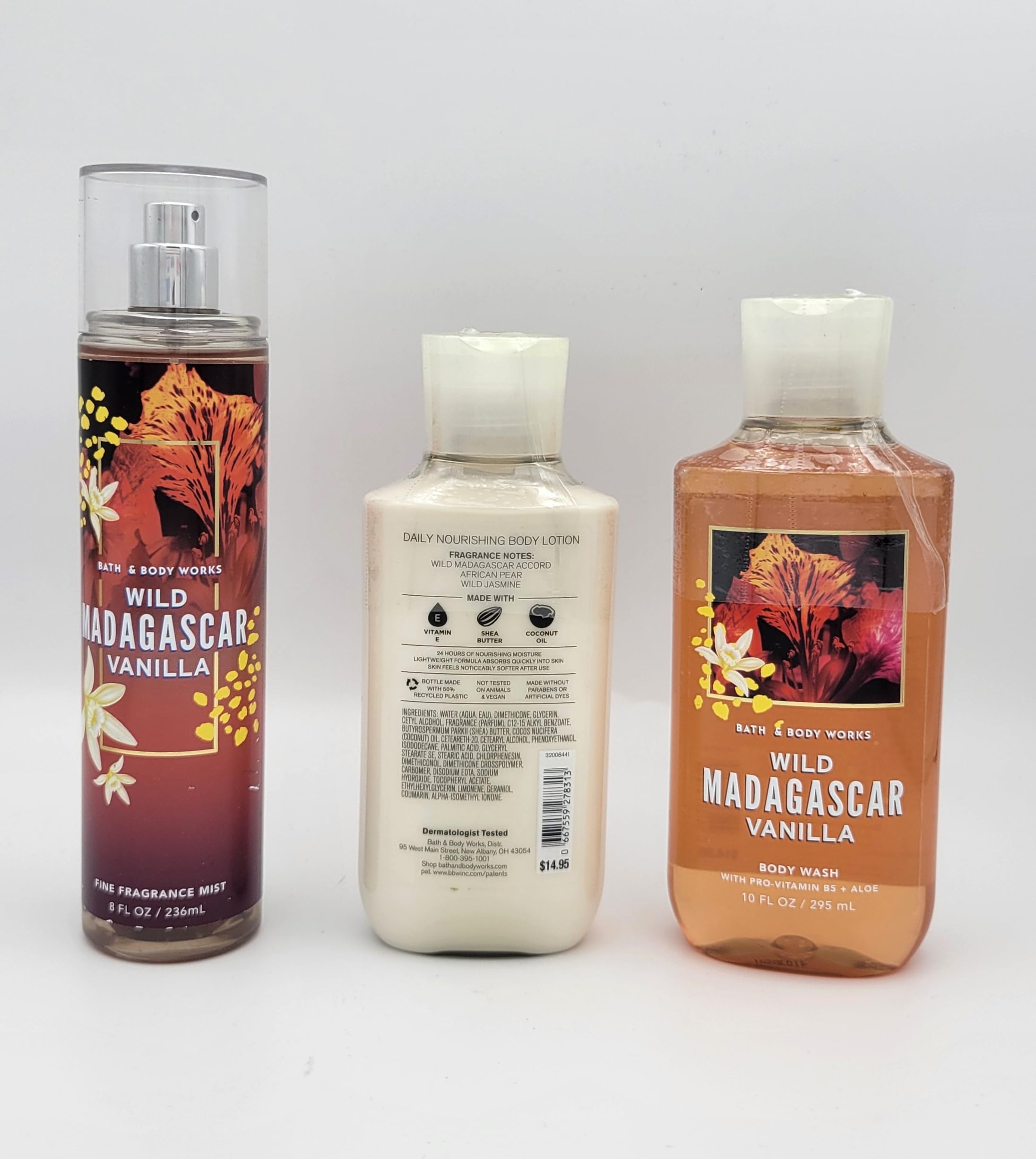 Premium Madagascar Vanilla 3-Piece Bath & Body Gift Set - Moisturizing Body Wash (10 oz), Hydrating Lotion (8 oz), Luxe Fragrance Mist (8 oz) - Perfect for Spa Day, Self-Care & Romantic Gifts
