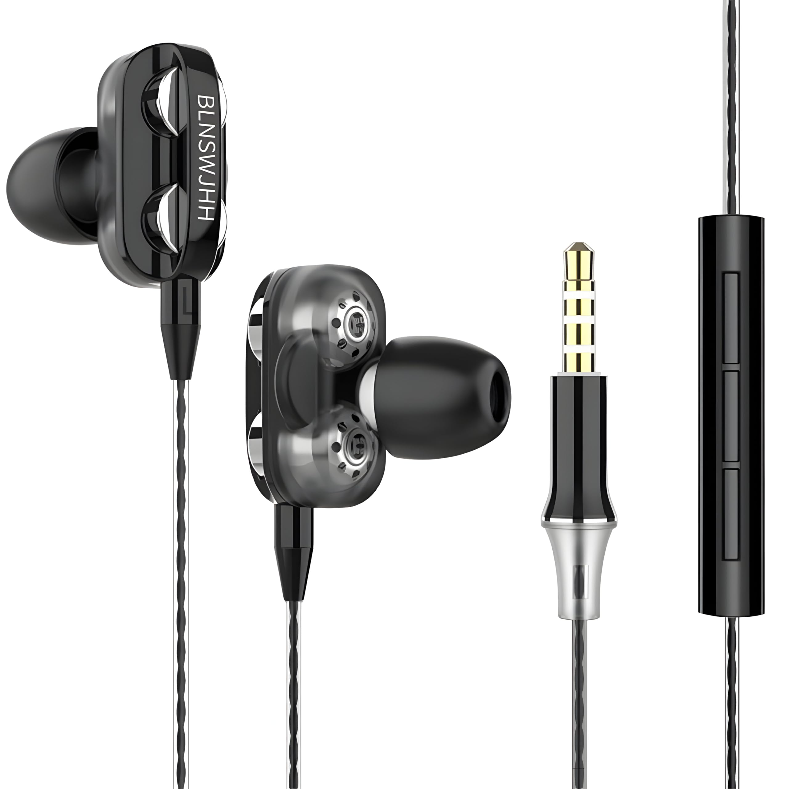Premium Wired Earphones with Built-in Mic - Stereo Sound & Noise Canceling Headphones for Running, Gym, Sports - Comfortable for Cooking & Daily Use (A4-Black)