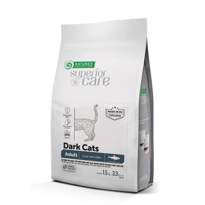 Premium Adult Dark Cats Dry Food with Herring – High Protein Grain-Free Cat Food for All Breeds – Ideal for Indoor & Outdoor Cats