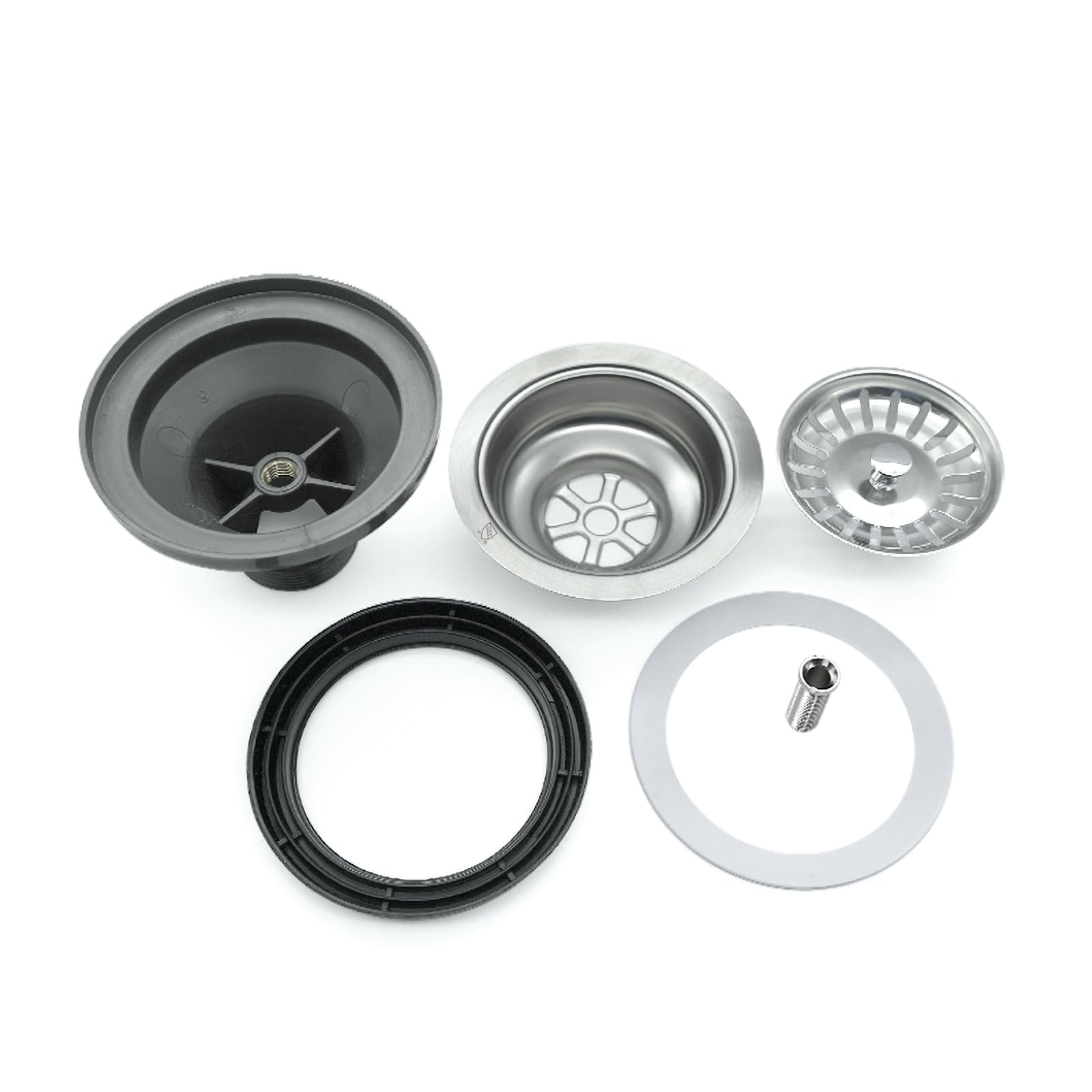3-1/2 Inch Stainless Steel Kitchen Sink Drain Strainer Assembly with Basket & Stopper - Durable Sink Drain Kit for Easy Food Waste Collection & Clog Prevention (Perfect for Home Kitchen, RV, or Restaurant Use)