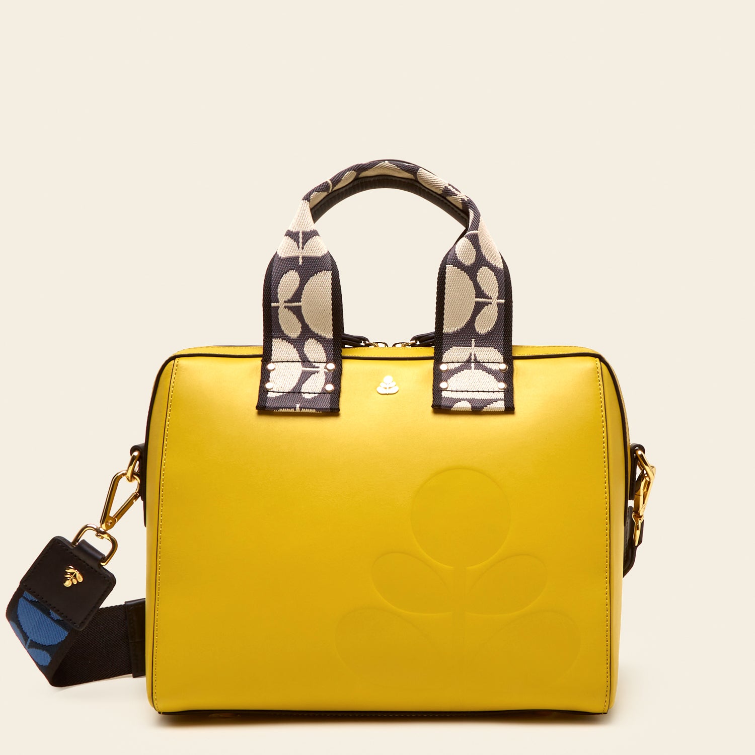 Large Iris Handbag - Embossed Yellow Leather Tote for Women | Perfect for Work, Travel & Everyday Use