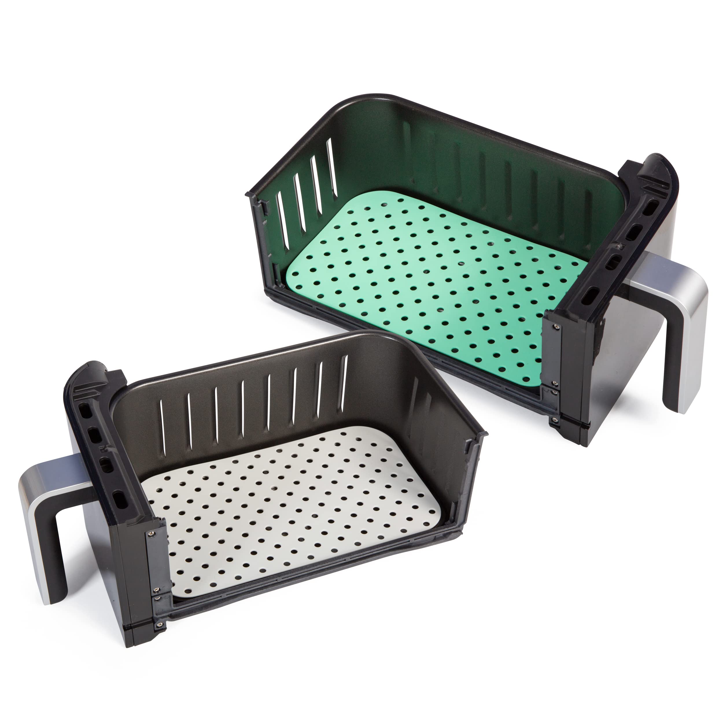 **Cee & Dee Reusable Silicone Air Fryer Liners - 10.2x5.7in Rectangle Non-Stick Baking Mats for Power XL Dual Basket 10 qt & Other Air Fryers (4-Pack) - Perfect for Healthy Cooking, Easy Cleanup & Crispy Results**