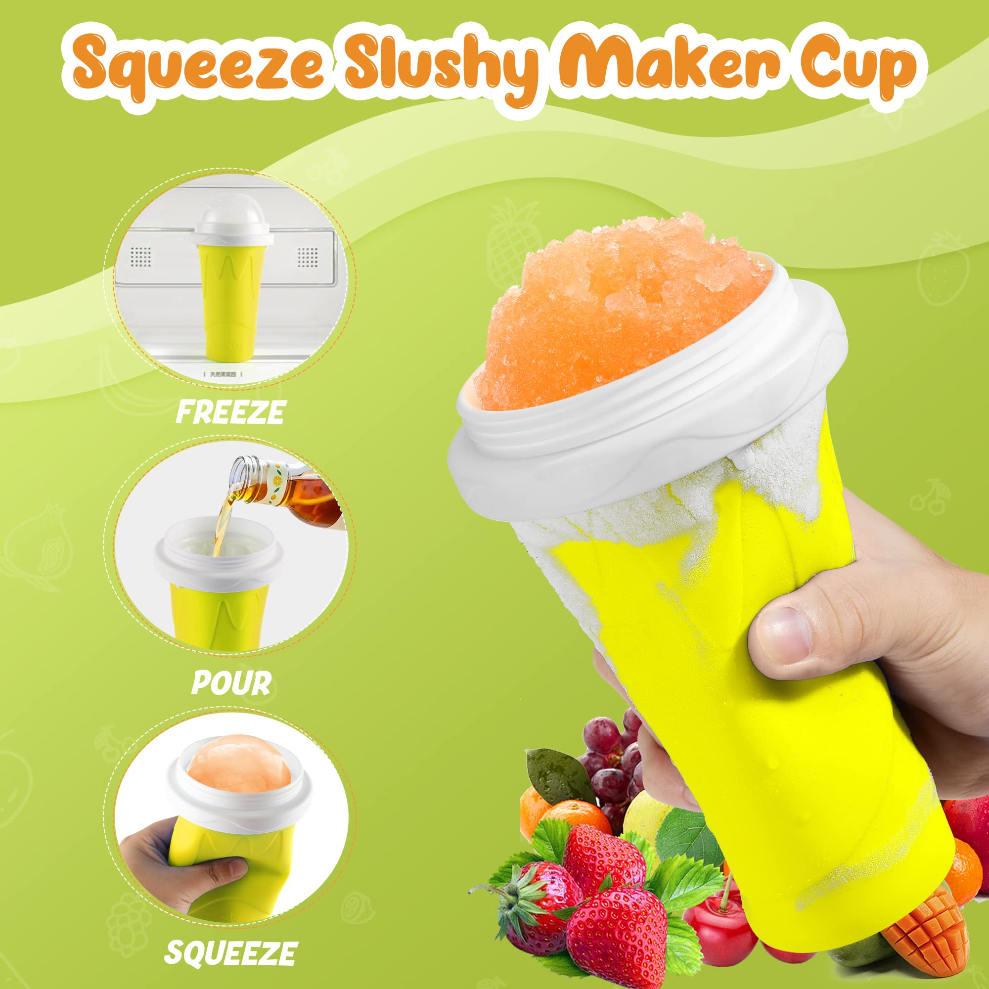 Tgosomt Slushy Cup - TikTok Viral Frozen Magic Slushie Maker for Kids & Adults | DIY Ice Cream & Frozen Drinks Maker | Fun Summer Cool Gadget (Yellow) - Perfect for Pool Parties, BBQs & Backyard Fun