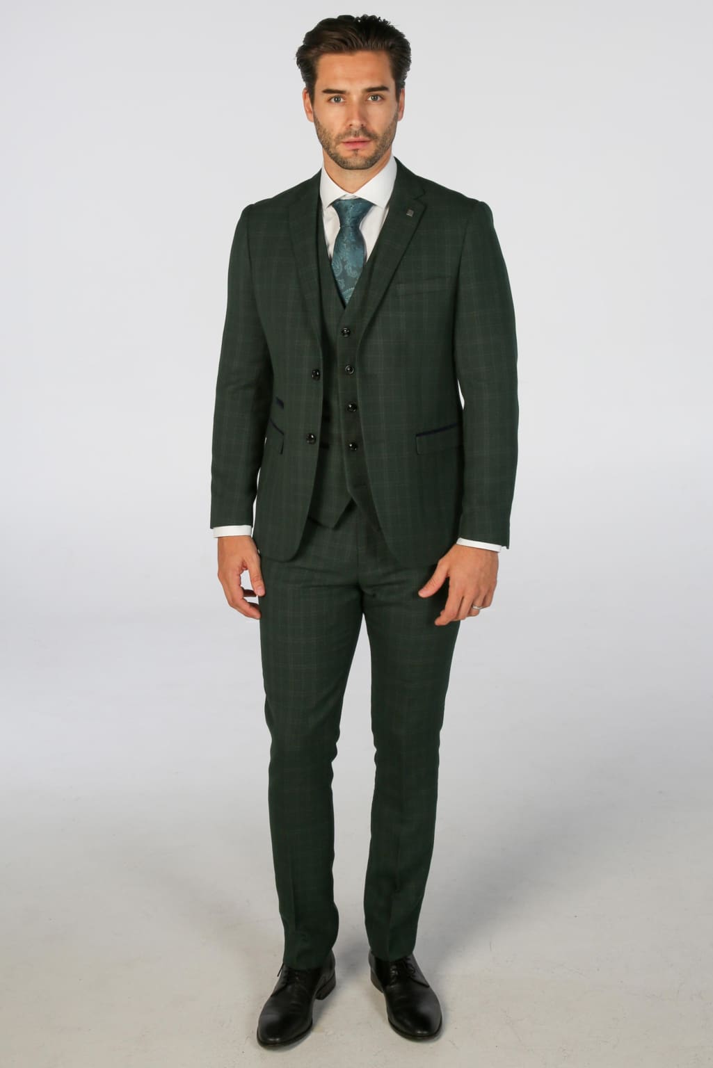 Stylish Leo Green Check Three Piece Suit for Men | Premium Formal Wear | Perfect for Weddings, Business Meetings & Special Occasions