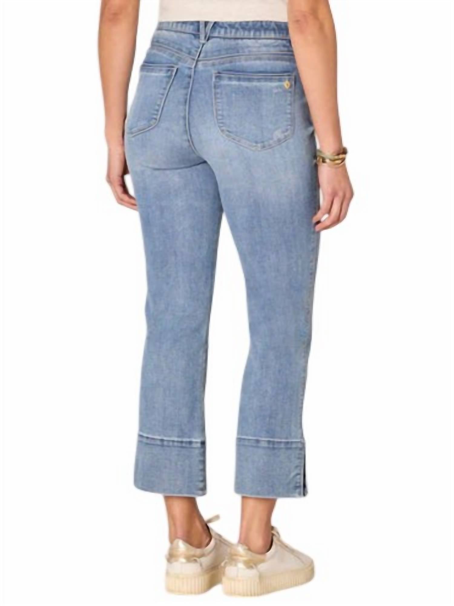 Absolution High Rise Kick Flare Plus Size Jeans with Slit Hem - Light Blue Denim Pants for Women | Comfortable & Stylish for Casual Outings, Work & Date Nights
