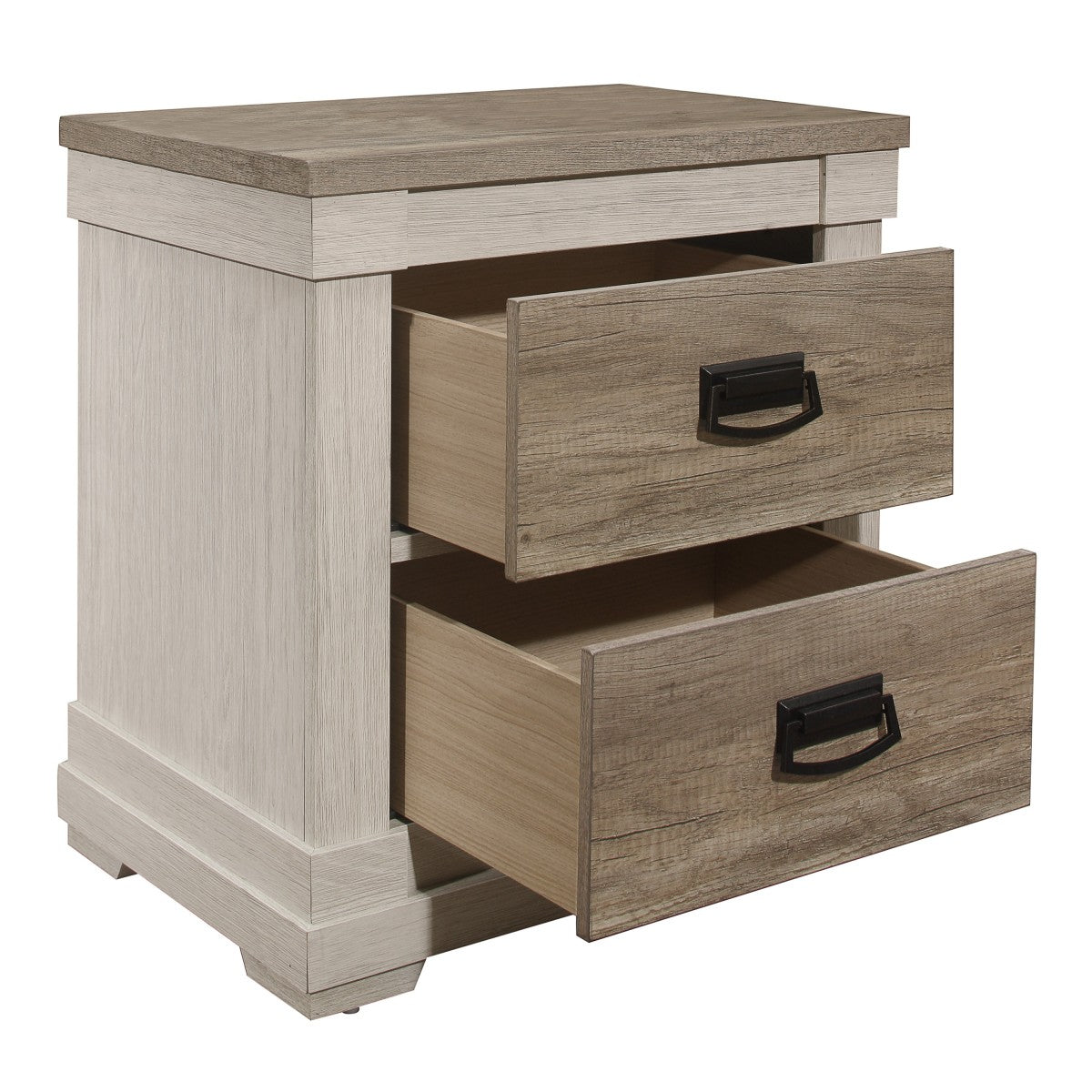 Arcadia Night Stand in White & Weathered Grey - Modern Bedside Table for Bedroom, Guest Room, or Nursery