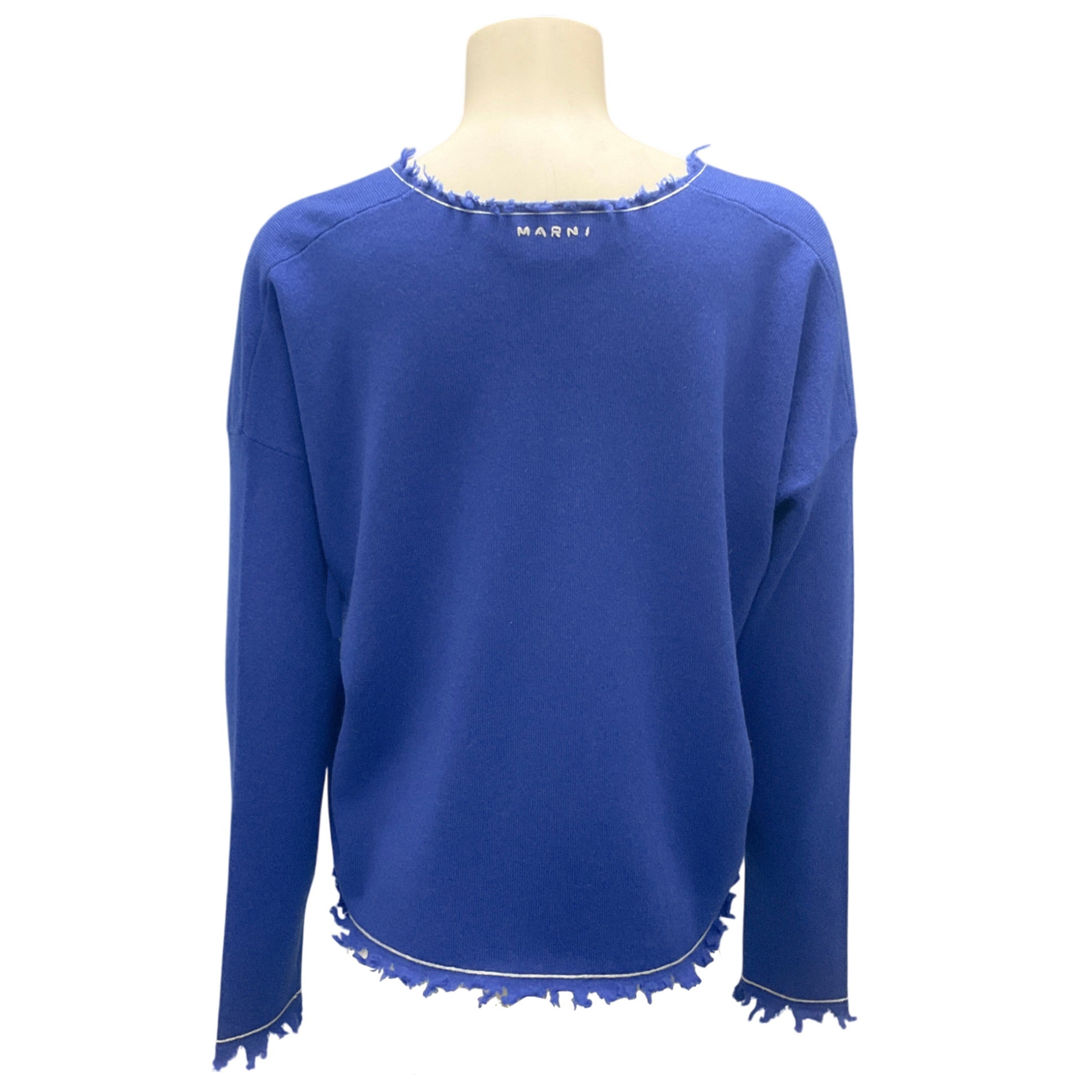 Marni Blue 2020 Cashmere Knit V-Neck Sweater for Women | Soft Luxury Winter Pullover | Perfect for Office Wear & Holiday Outfits