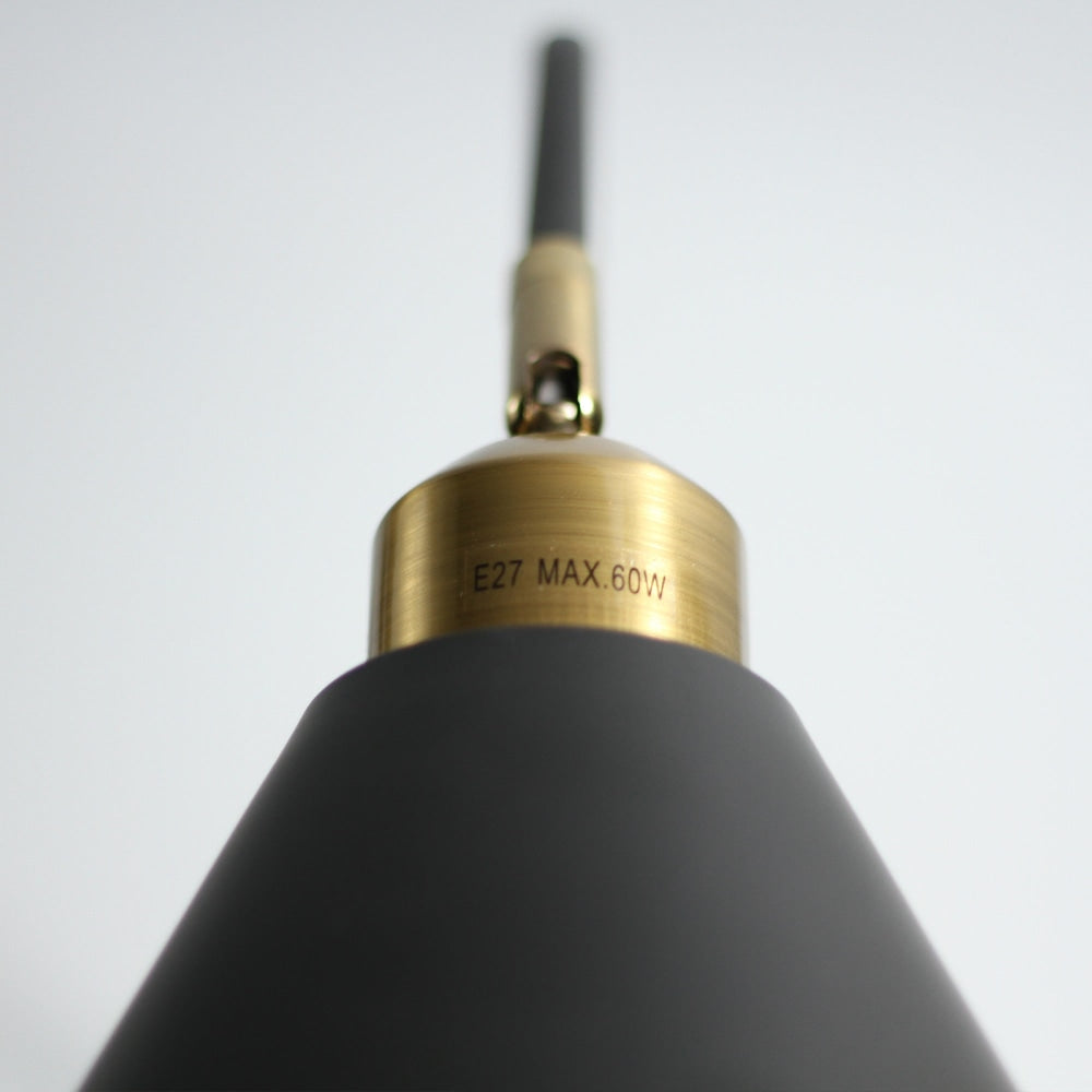 Scandinavian Cone Shade Wooden Base Table Lamp - Black Modern Nordic Style Desk Light for Living Room, Bedroom, or Office Decor