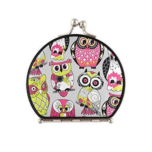 Portable Travel Makeup Mirror for Women - Cute Owl Design Double-Sided Compact Mirror with 2x & 1x Magnification | Perfect for Purse, Pocket & On-The-Go Touch Ups