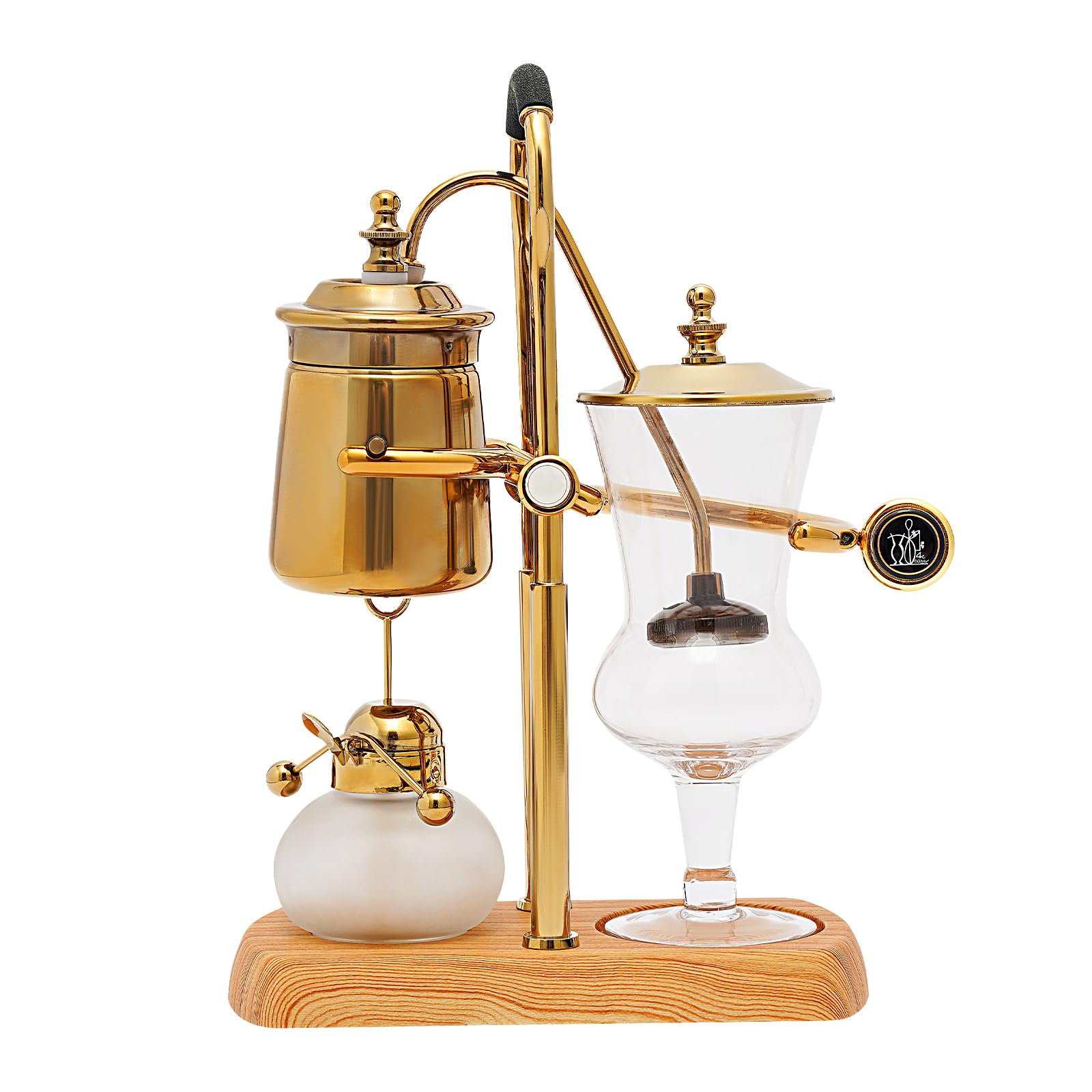 Premium Belgian Siphon Coffee Maker - 500ml/15 oz Vintage Gravity Balance Brewer with Elegant Retro Gold Design - Perfect for Home Brewing & Coffee Enthusiasts