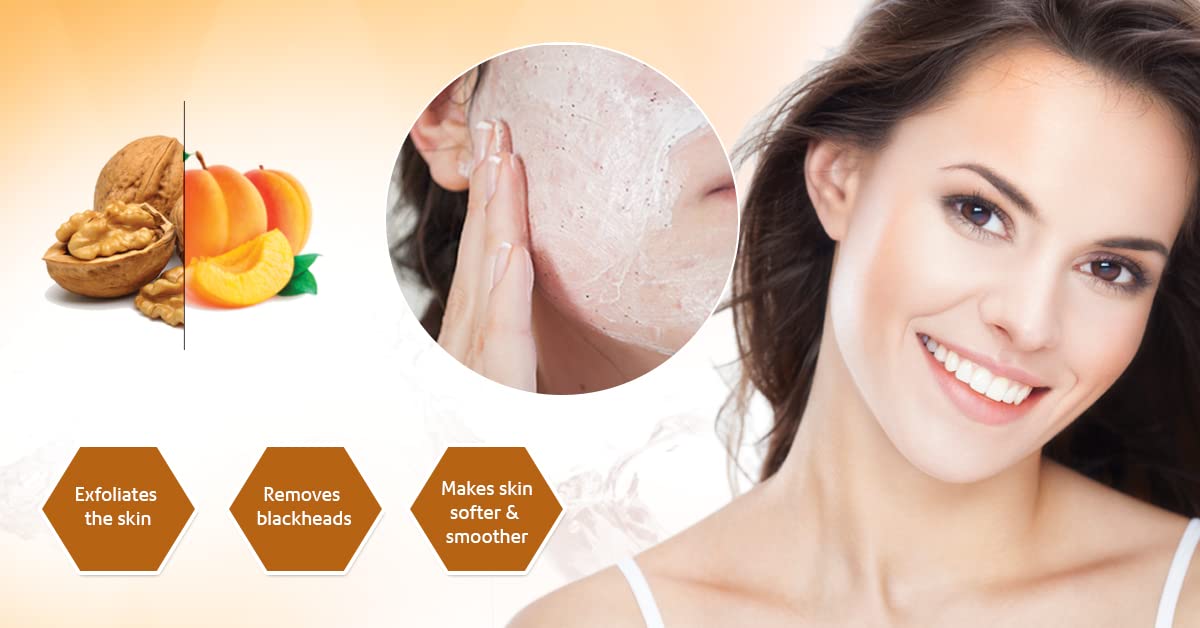 Vaadi Herbals Walnut & Apricot Face and Body Scrub - 110g | Exfoliating & Nourishing for Glowing Skin | Perfect for Spa Day & At-Home Skincare Routine