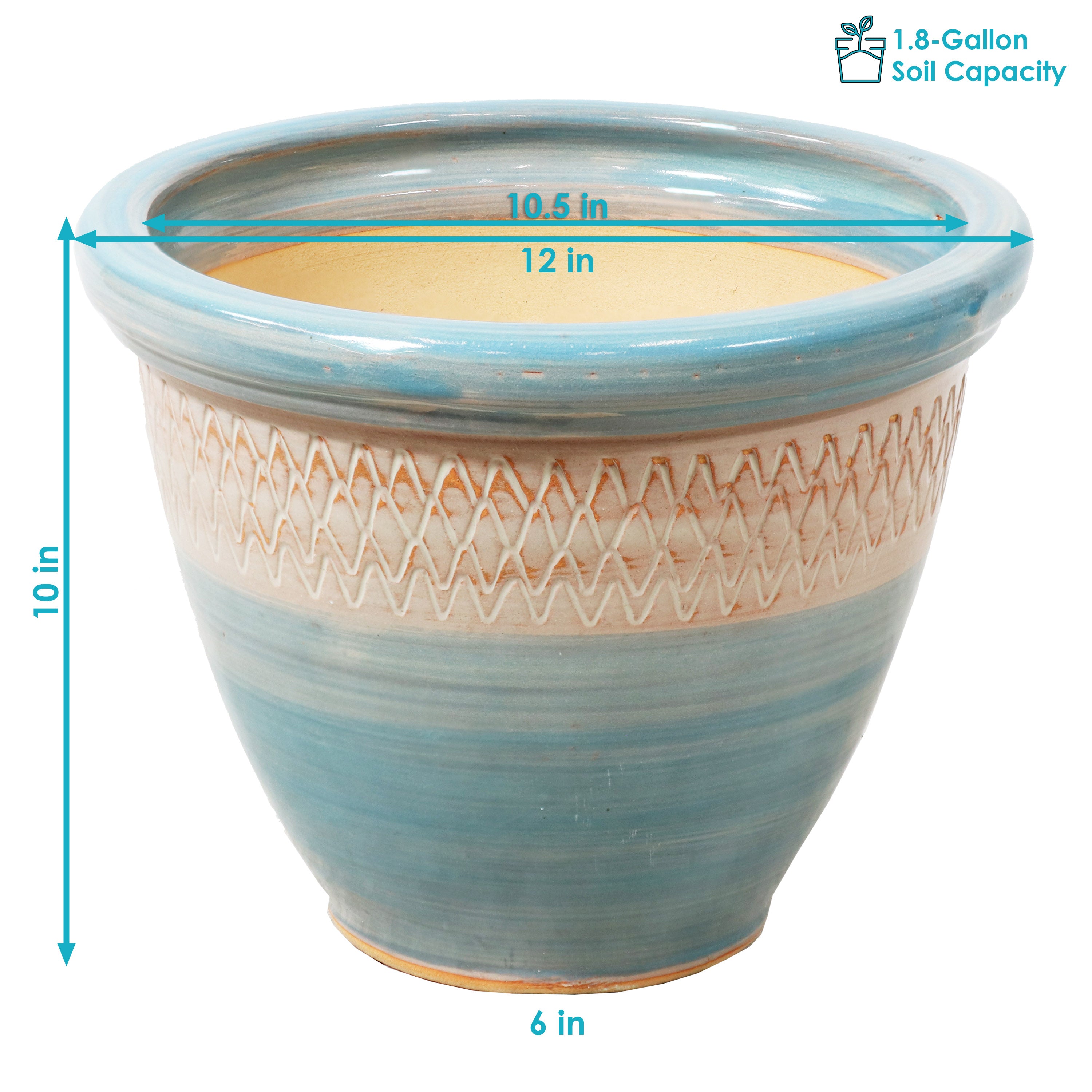 Sunnydaze Set of 2 Indoor/Outdoor Ceramic Planters - 12 Inch Modern Flower Pots for Home Garden, Patio & Balcony Decor