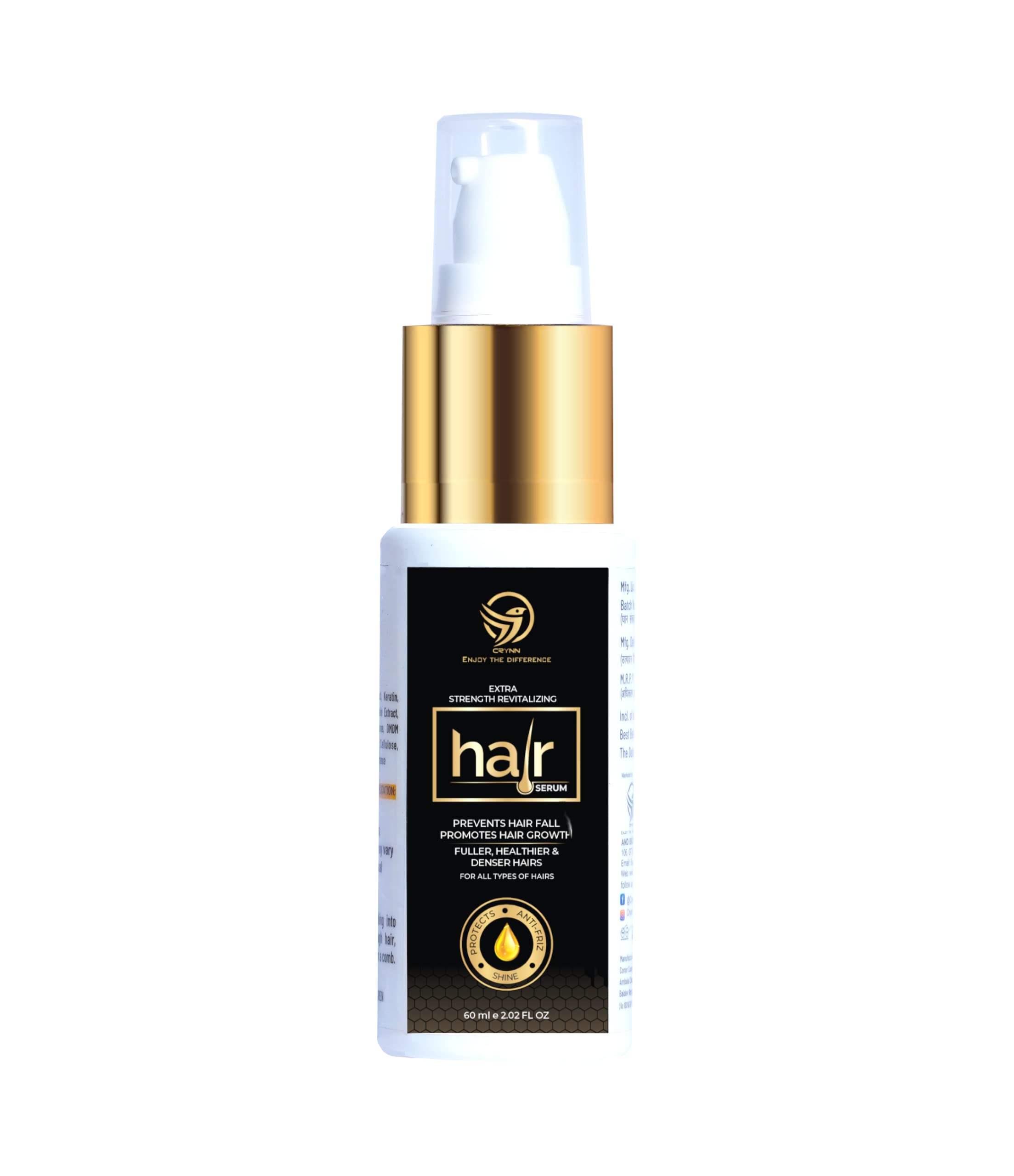 CRYNN Extra Strength Hair Growth Serum - Anti Hair Loss Treatment with Natural Ingredients for Thicker, Fuller Hair - 60ml (2 Pack) | For Men & Women, Daily Use at Home or Salon