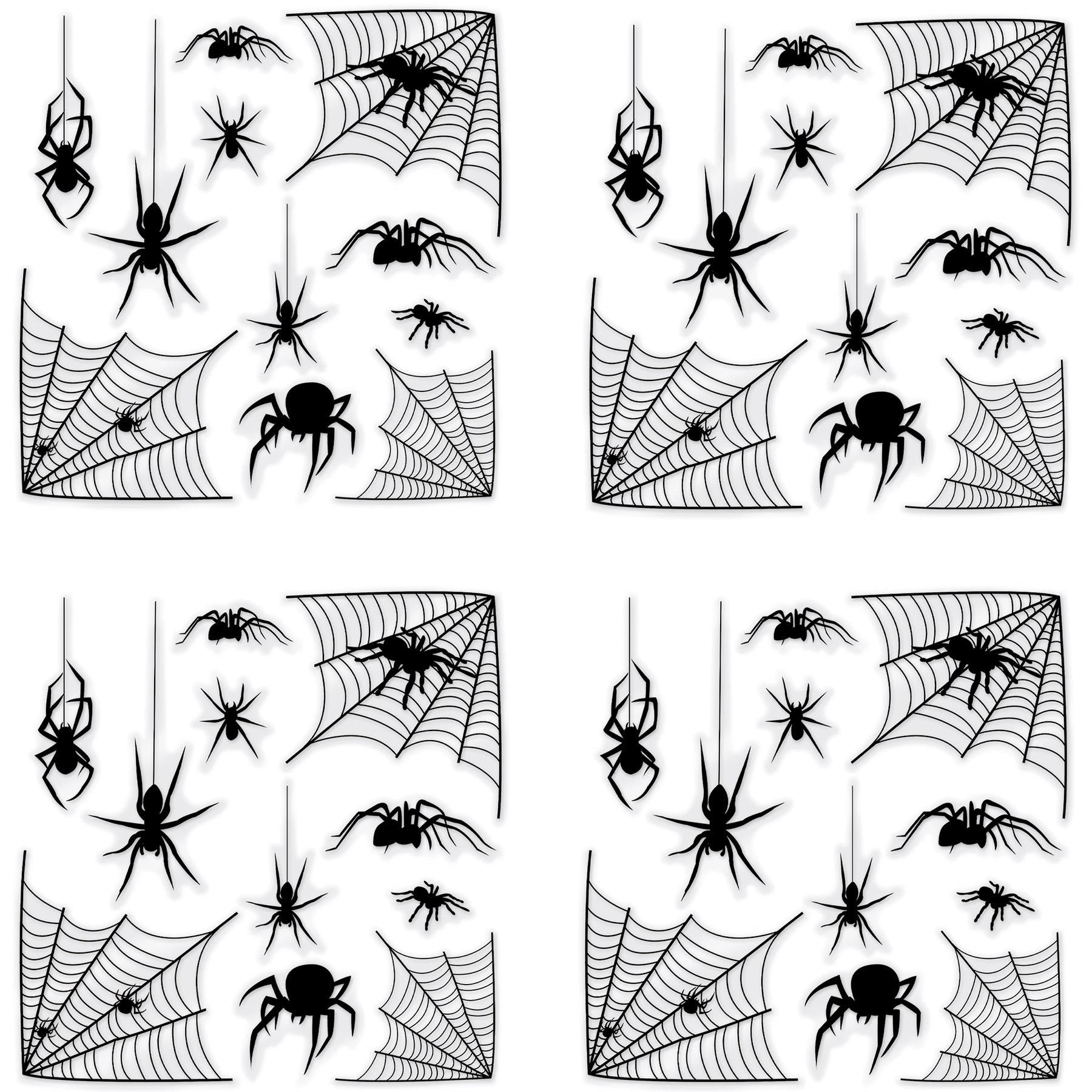 12 Pack Halloween Spider & Spider Web Silhouette Window Clings - Scary Decorations for Windows, Doors, Walls - Perfect for Halloween Party, Haunted House, and Home Decor