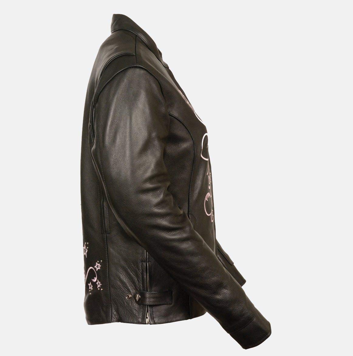 Milwaukee Leather ML2500 Women's Black Reflective Star Riveted Motorcycle Jacket - Stylish & Protective Riding Gear for Urban Commutes & Night Cruises