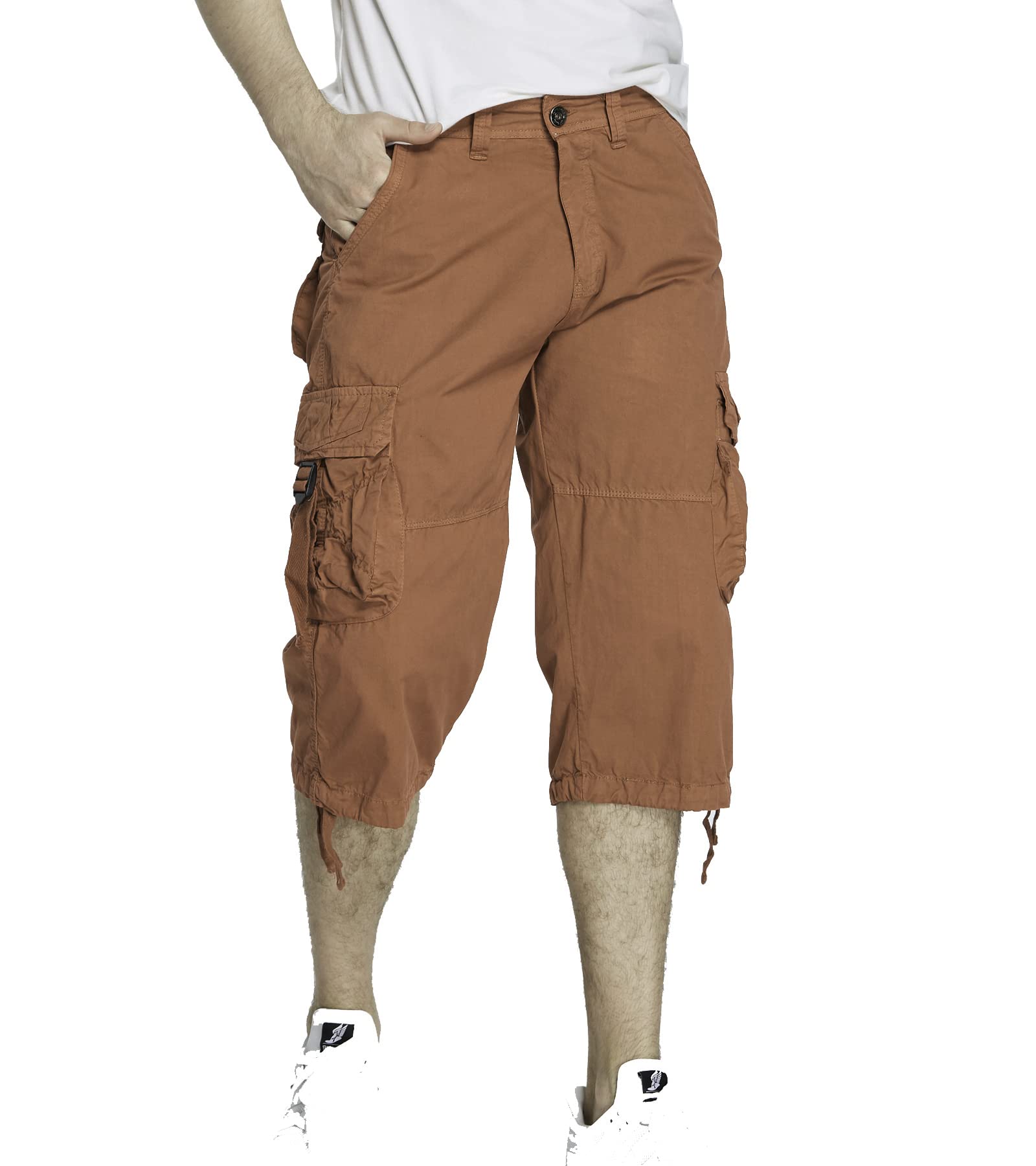 Men's 3/4 Length Cargo Shorts - Below The Knee Stretch Comfort Fit Outdoor Hiking & Summer Casual Wear
