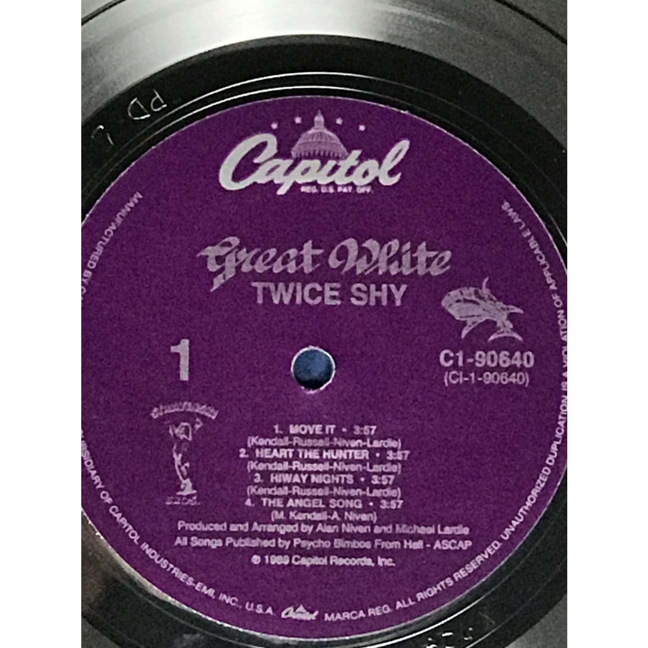 Great White - Twice Shy RIAA Platinum Album Award - Vintage Music Collectible for Fans & Display