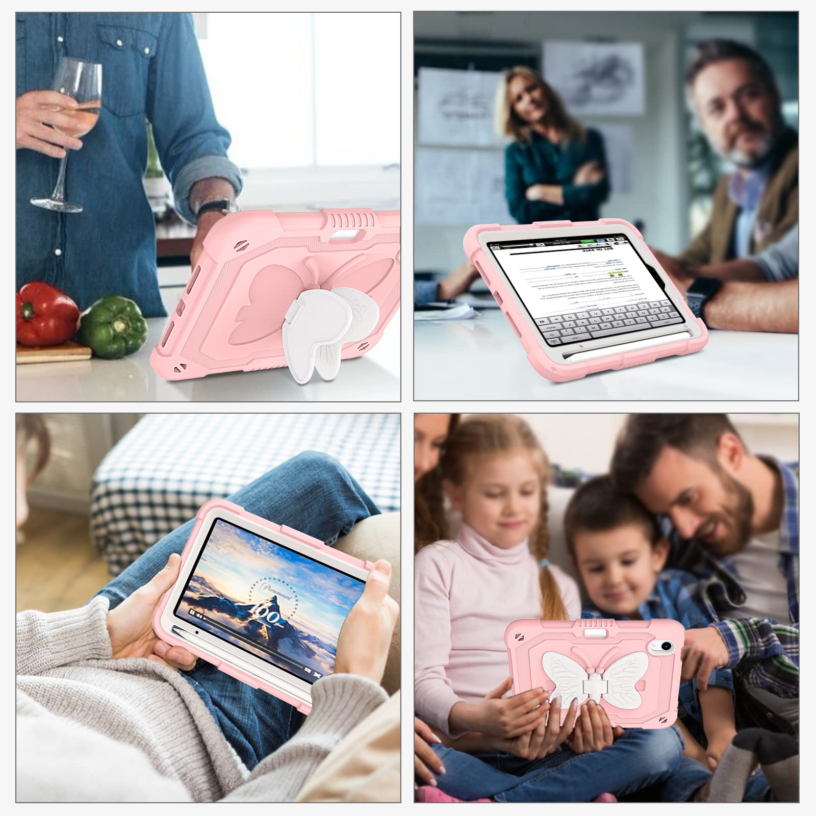 BENTOBEN Shockproof iPad Mini 7 Case with Pencil Holder & Kickstand - Heavy Duty Protective Cover for iPad Mini 7th/6th Generation (2024/2021 Model) - Pink Design for Kids, Boys & Girls - Perfect for School, Travel & Outdoor Use