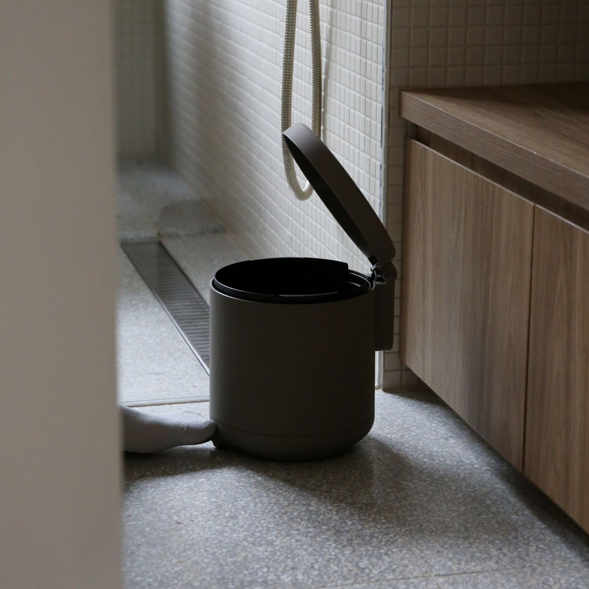 ZONE DENMARK Ume Soft Touch 4L Pedal Trash Can - Taupe | Modern Kitchen & Bathroom Waste Bin with Foot Pedal for Hands-Free Use