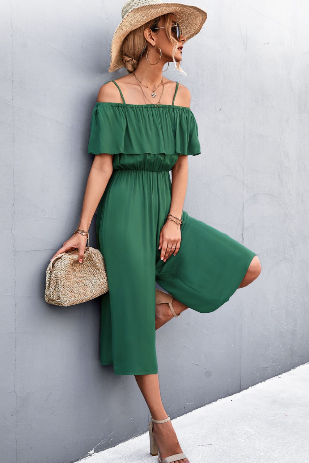 Elegant Spaghetti Strap Layered Resort Jumpsuit for Women - Beach Cover Up, Summer Vacation Outfit, Pool Party Dress, Boho Chic Romper