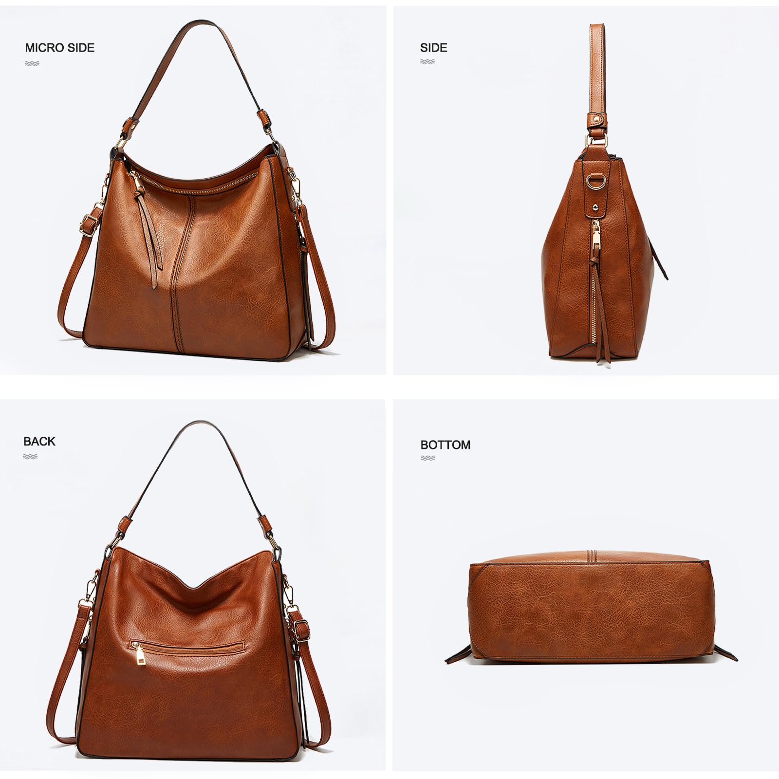 VODIU Women's PU Leather Tote Bag - Large Crossbody Shoulder Bag with Adjustable Strap, Fashion Hobo Purse for Work, Travel & Shopping