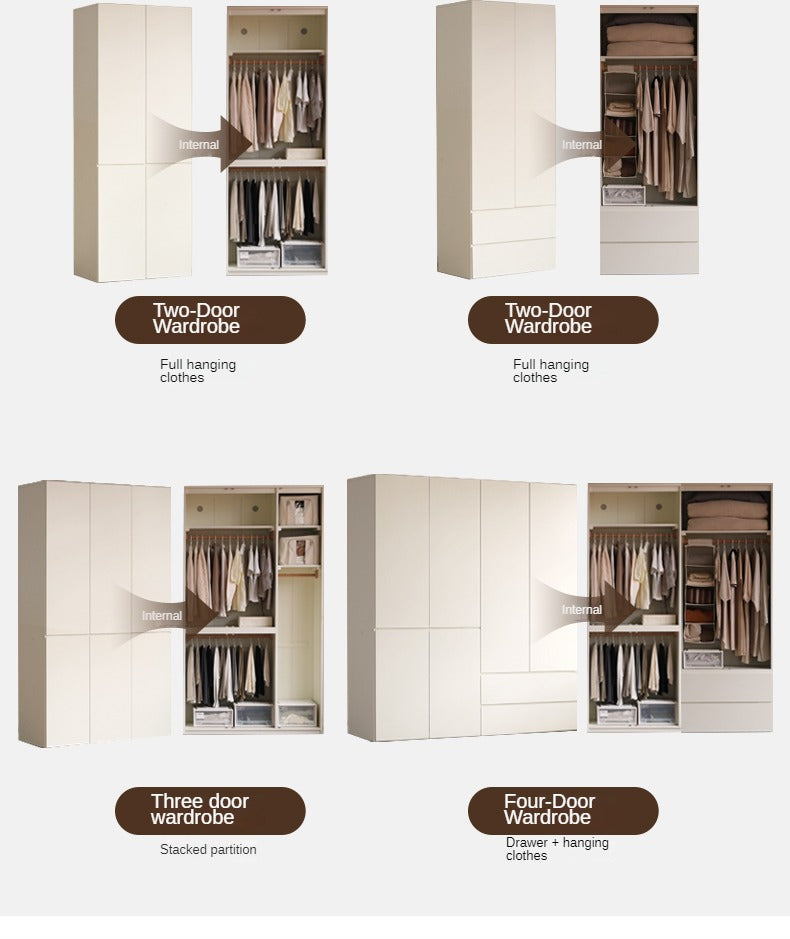 Pine Solid Wood Sectional Large Wardrobe - Cream Style Modern Closet for Bedroom & Living Room Storage Organization