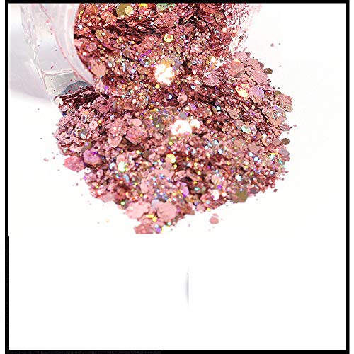 Rose Gold Laser Nail Sequins & Glitter Powder - Shimmer Nail Pigment for DIY Nail Art, Manicure, and Decoration | Iridescent Chameleon Paillette Flakes for Sparkly Nails (Color #6) - Perfect for Salon, Home Nail Art, Parties, and Special Occasions