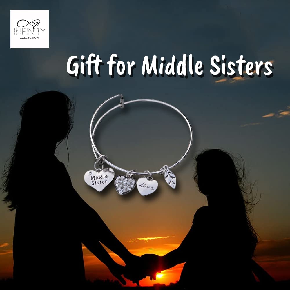 Sister Bracelet with Heart & Leaf Charm - Infinity Collection for Gifts