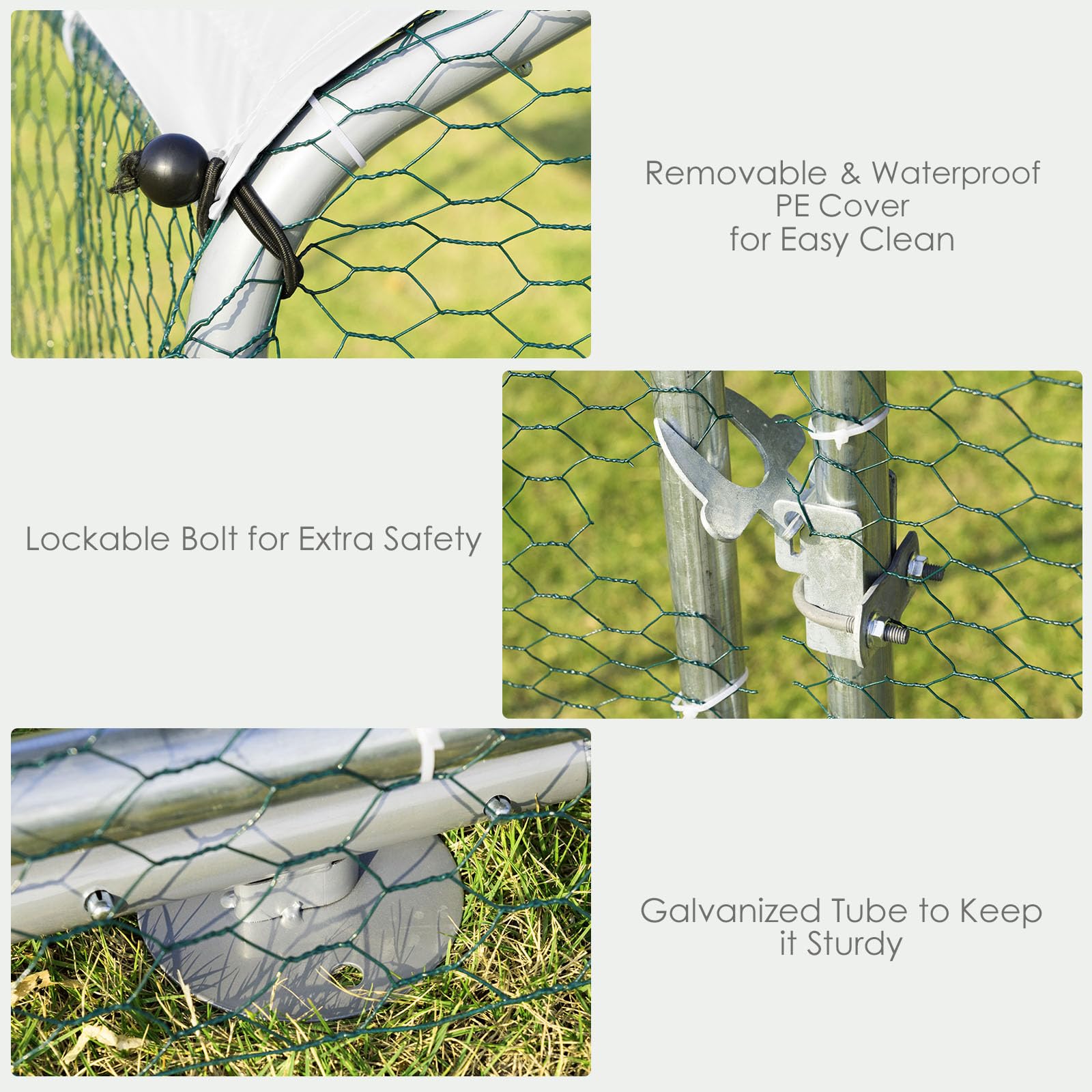 PETSITE Large Walk-In Metal Chicken Coop - Spire Shaped Poultry Cage with Waterproof PE Cover for Hens, Ducks & Outdoor Backyard Farming | Durable Hen House for Free Range Birds & Small Farm Use