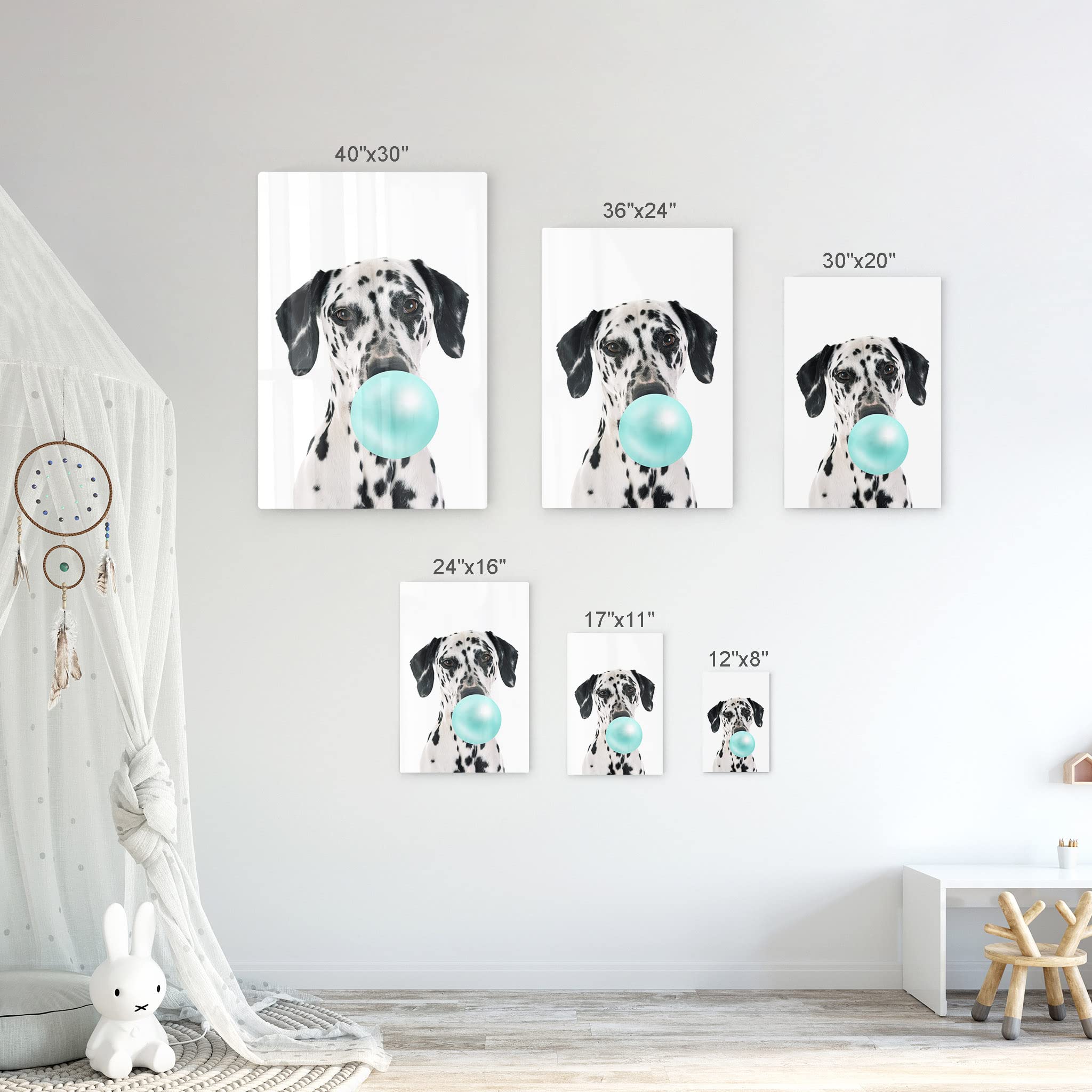 Dalmatian Dog Chewing Bubble Gum Metal Wall Art Print - 36x24 | Pet Lover Gift, Animal Pop Art Decor for Office, Living Room, Bedroom & Nursery | Unique Home Decor for Dog Lovers & Kids Rooms