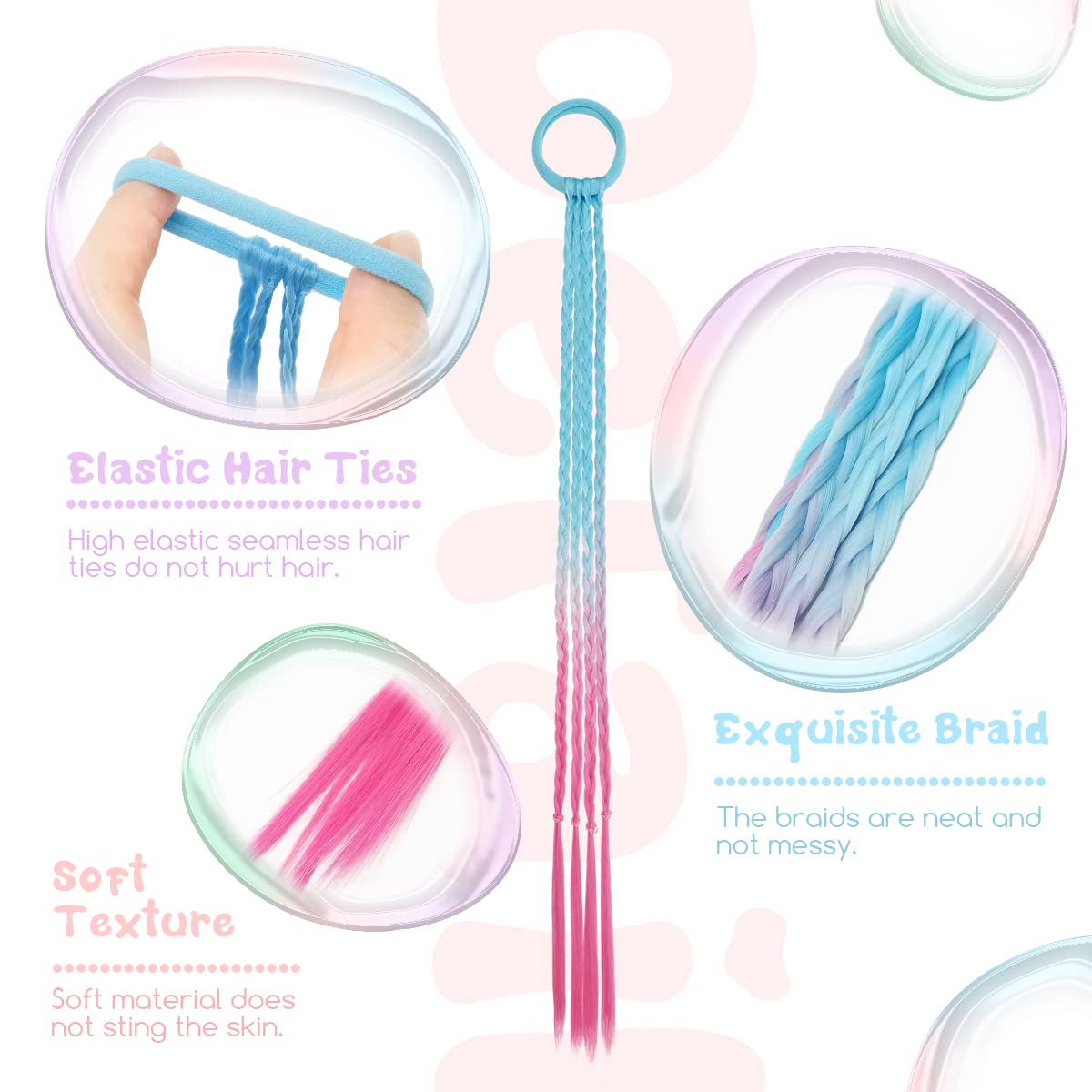 Dreamlover Kids Hair Accessories Set - 12 Piece Colorful Hair Extensions & Clips for Girls | Perfect for Crazy Hair Day, School Events & Costume Parties
