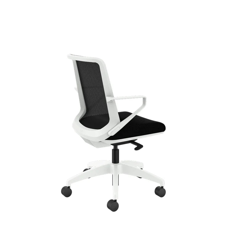 Ergonomic Cliq Office Chair with Synchro Tilt - Basalt Fabric & White Designer Frame - Perfect for Home Office, Gaming & Workspaces
