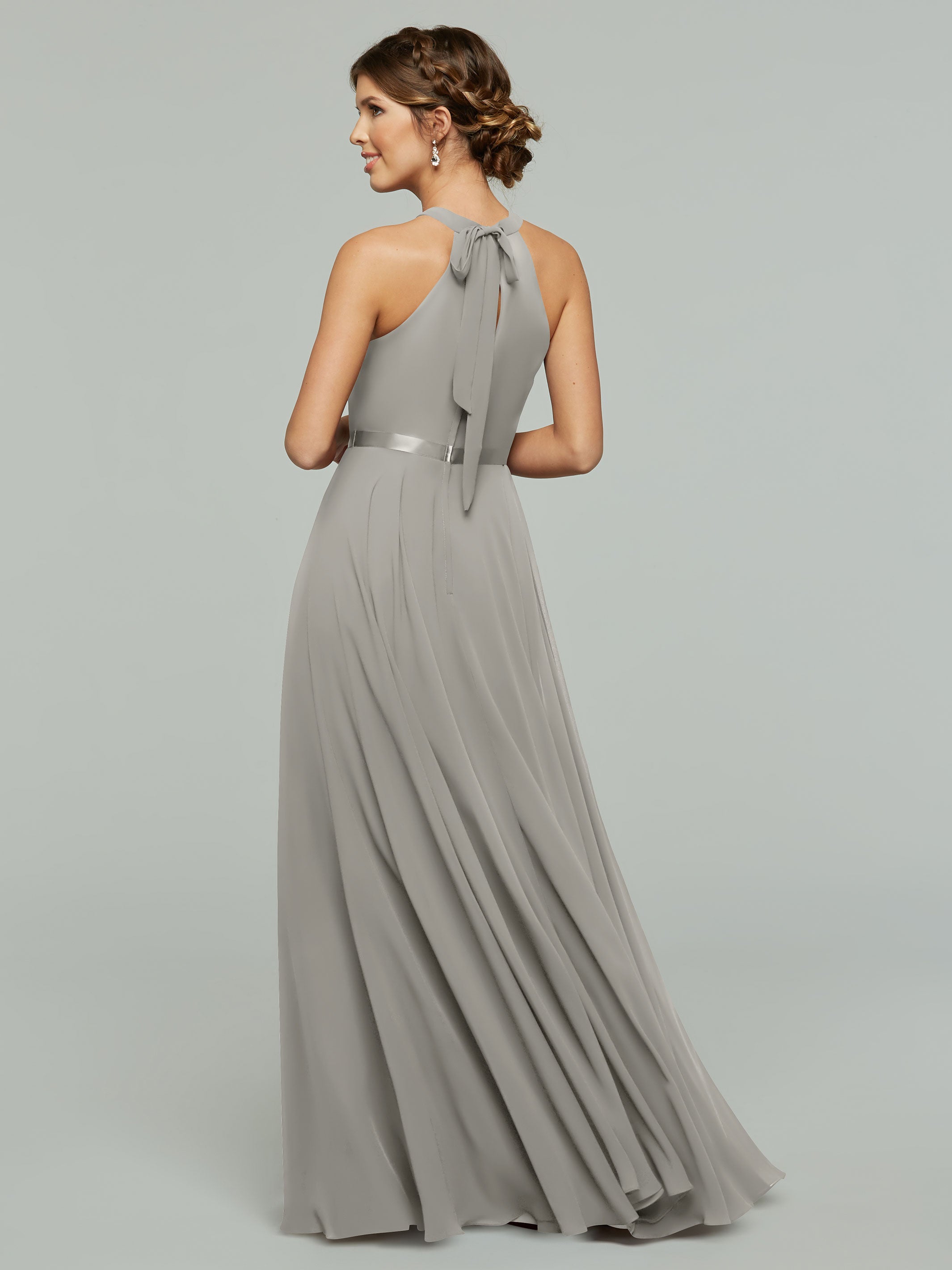 Elegant A-Line Chiffon Bridesmaid Dress with Halter Neckline - Perfect for Weddings, Prom & Formal Events | Style #80038