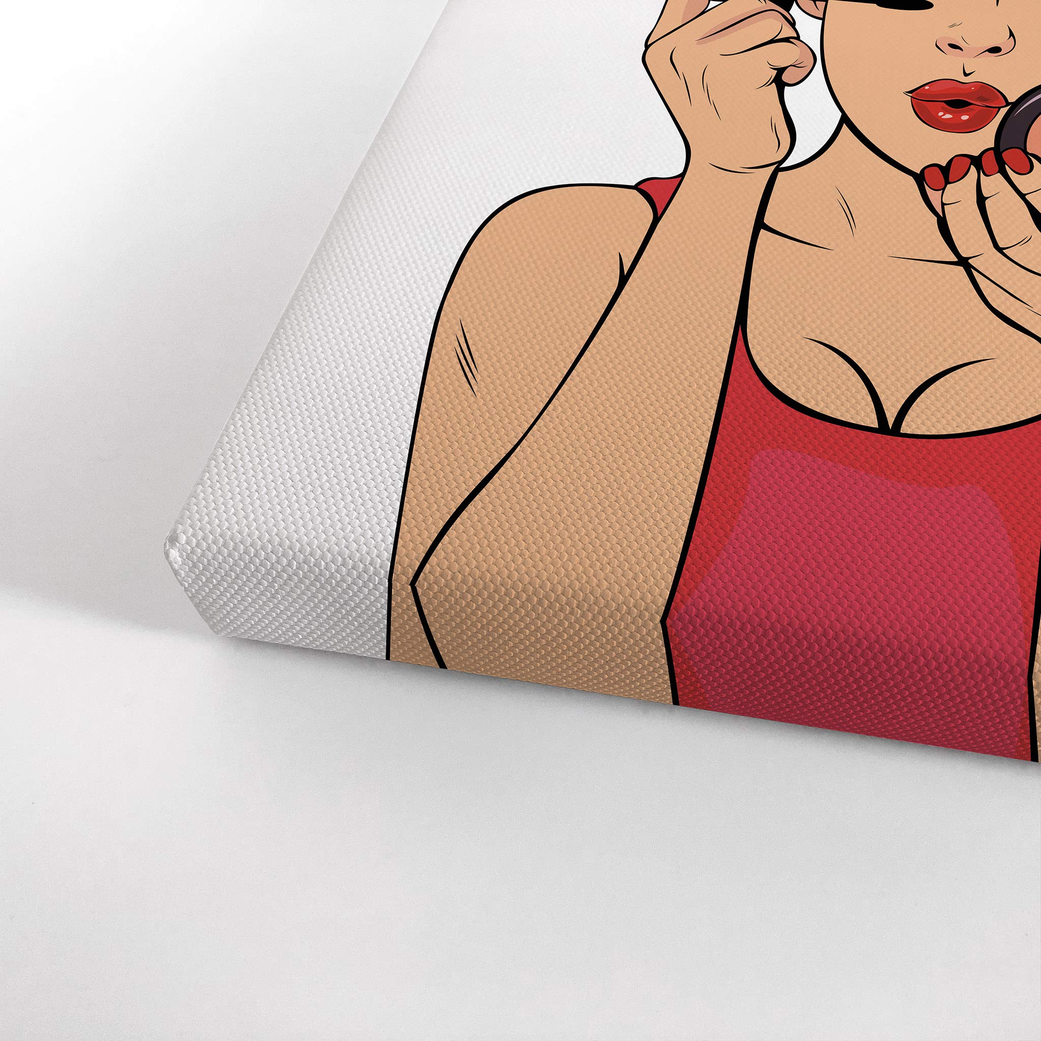 Smile Art Design Wake Up Make Up Canvas Print - Pretty Woman Bathroom Sign Wall Decor (40x30 Inches) | Ready to Hang Bathroom Wall Art, Home Decoration | Made in USA | Perfect for Powder Rooms, Guest Baths & Vanity Areas