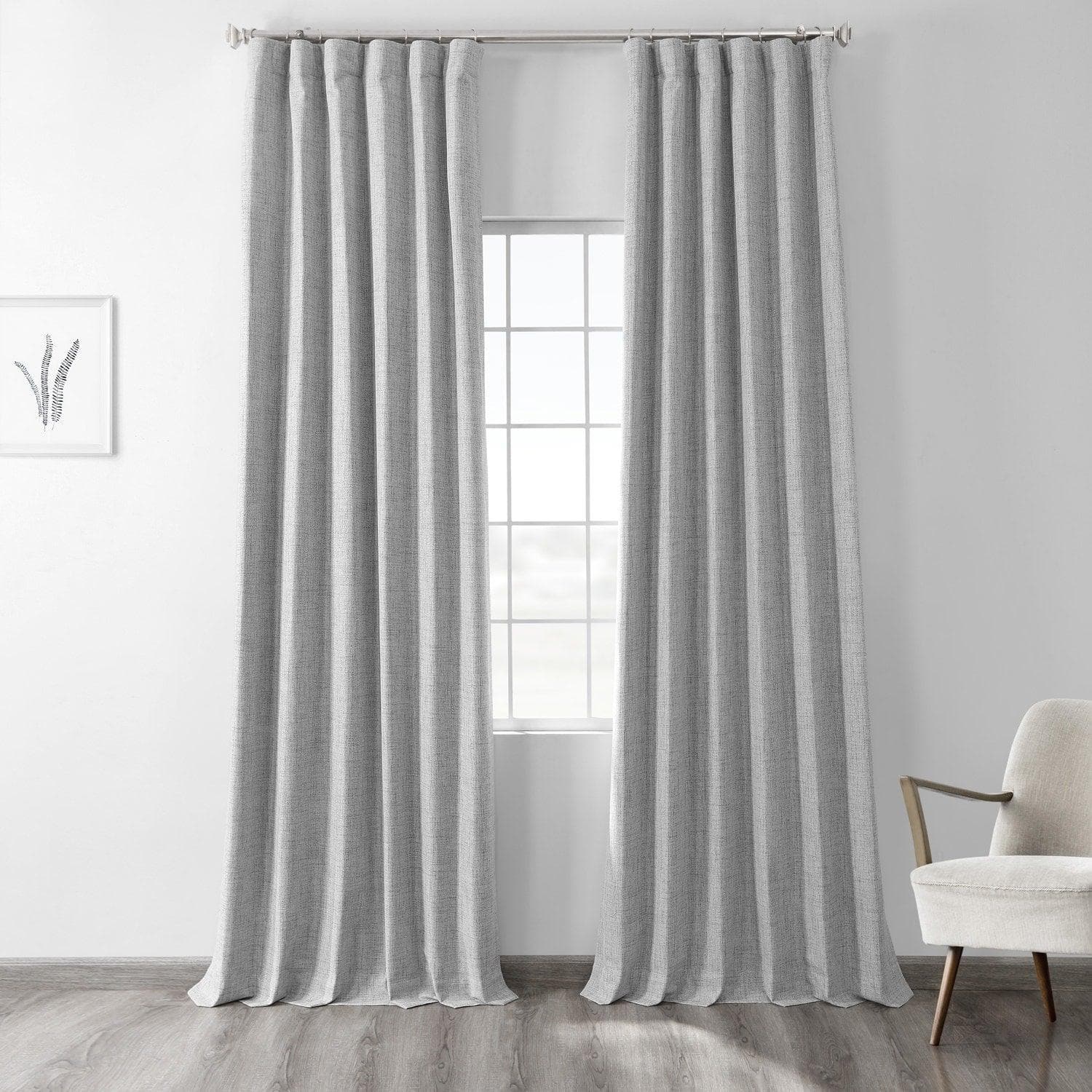 Millennial Grey Thermal Insulated Blackout Curtains - Noise Reducing & Energy Saving Linen Weave Drapes for Bedroom, Living Room & Home Theater