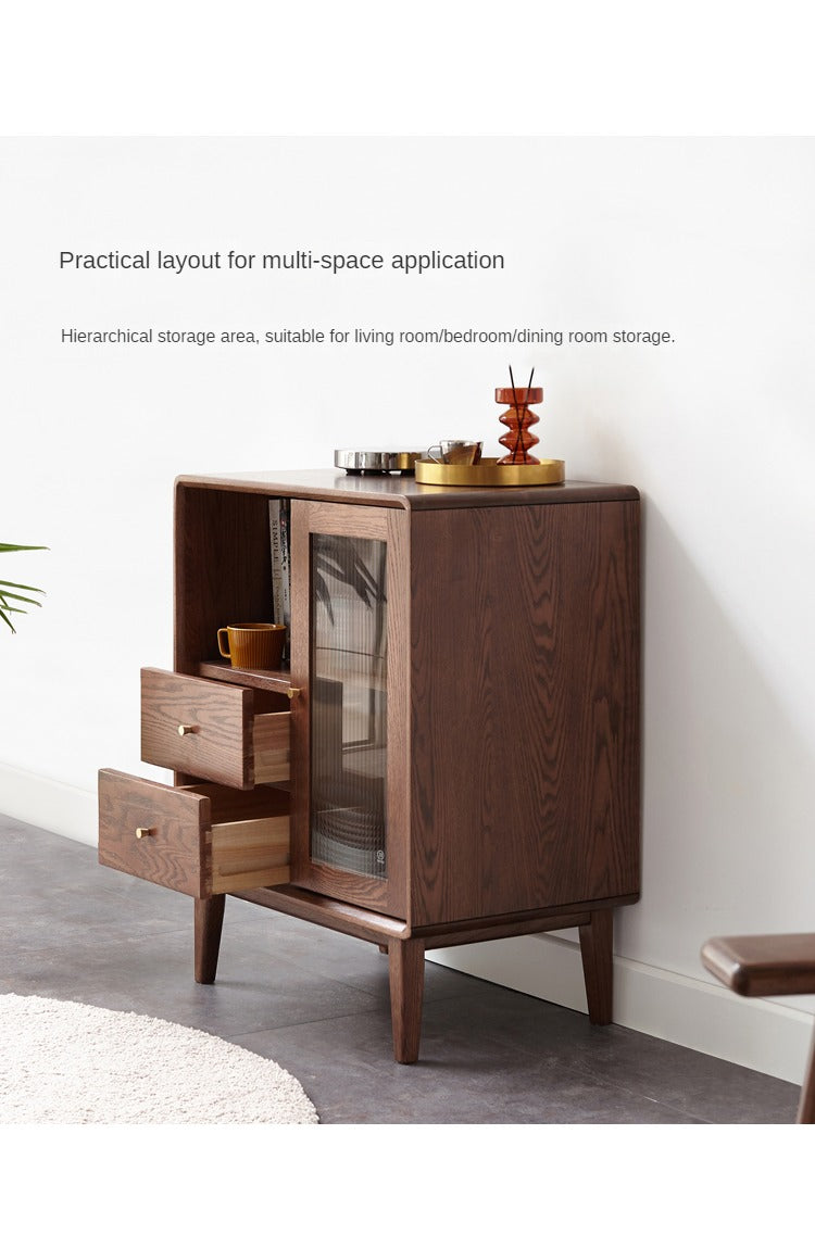Solid Oak Wood Side Cabinet - Rustic Storage Cabinet for Living Room, Bedroom & Entryway - Perfect for Organizing Books, Decor & Essentials