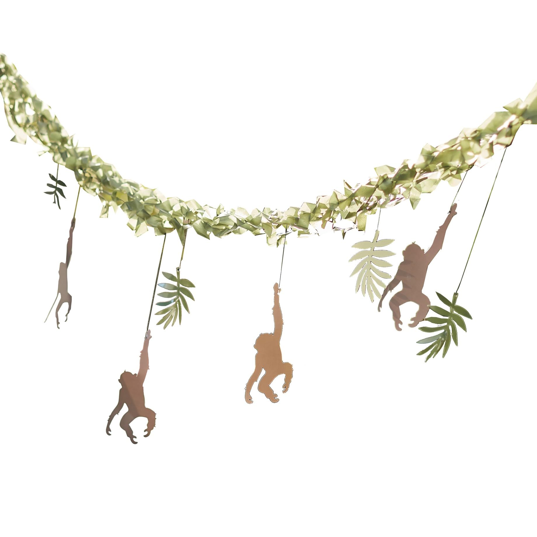 Ginger Ray Safari Jungle Themed Monkey & Leaf Hanging Backdrop - Tropical Party Decor for Baby Shower, Birthday, Photo Booth & Jungle Theme Events
