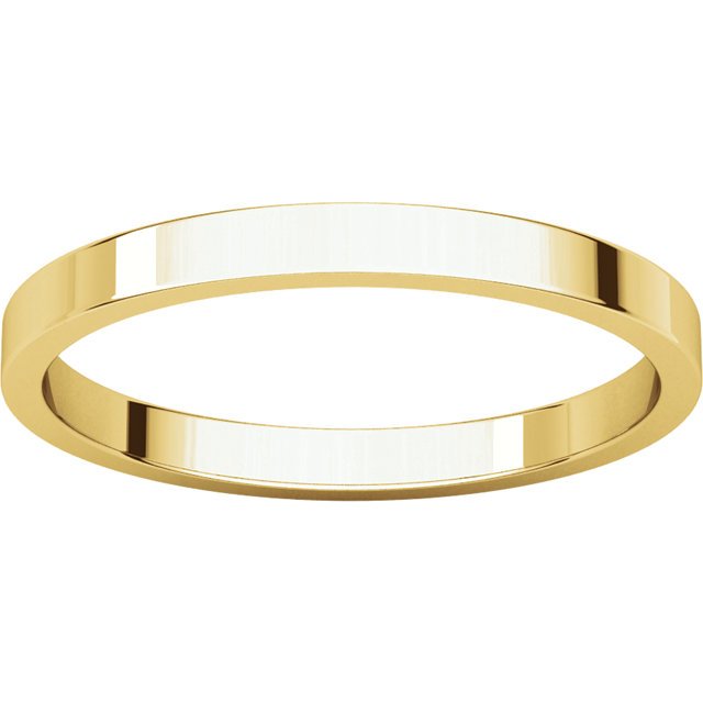 14K Gold 2mm Flat Men's Wedding Band - Classic Comfort Fit Ring for Engagement, Anniversary & Everyday Wear