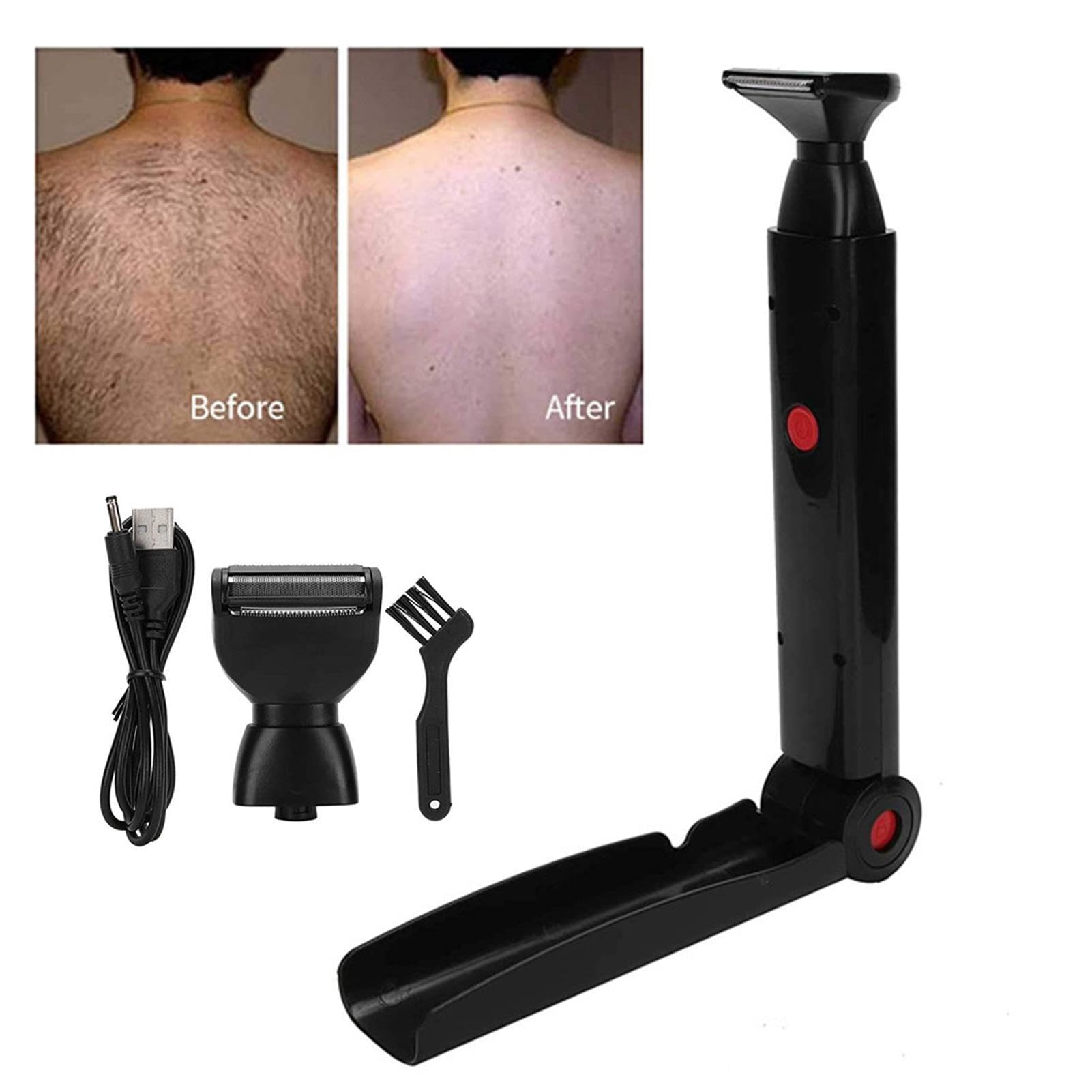 Electric Back Hair Shaver for Men - Long Handle Body Groomer with Safety Blade Technology | Ergonomic Wet/Dry Trimmer for Smooth Shaving | Perfect for Back, Chest & Shoulder Hair Removal at Home or Gym