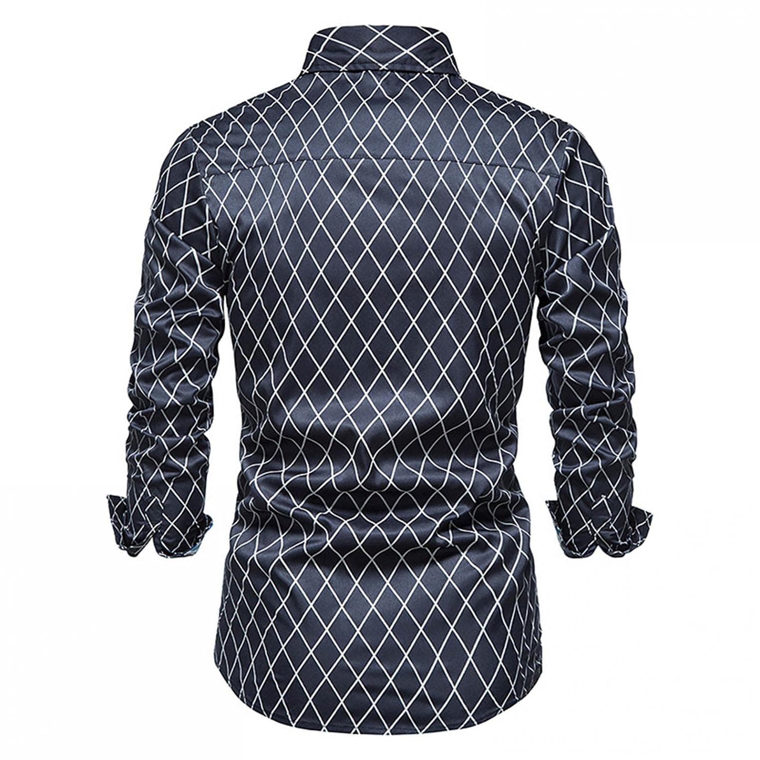Luxury Men's Slim Fit Paisley Print Shiny Satin Silk Dress Shirt - Formal Business Office & Western Style Button Down Oxford Shirt for Weddings, Parties & Professional Occasions