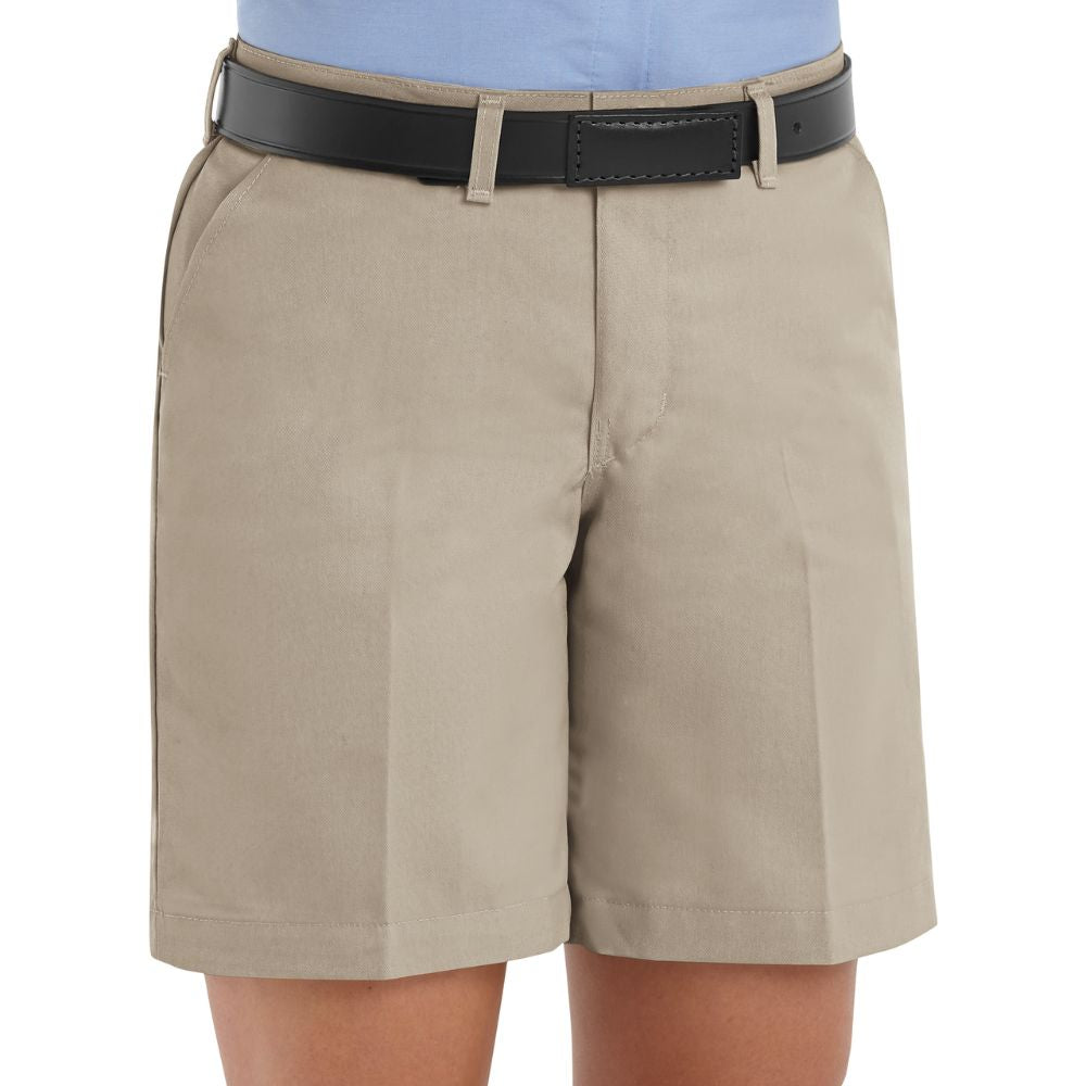 Red Kap Women's Plain Front Work Shorts - Comfortable Tan Twill Workwear for Women | Perfect for Construction, Landscaping & Outdoor Jobs