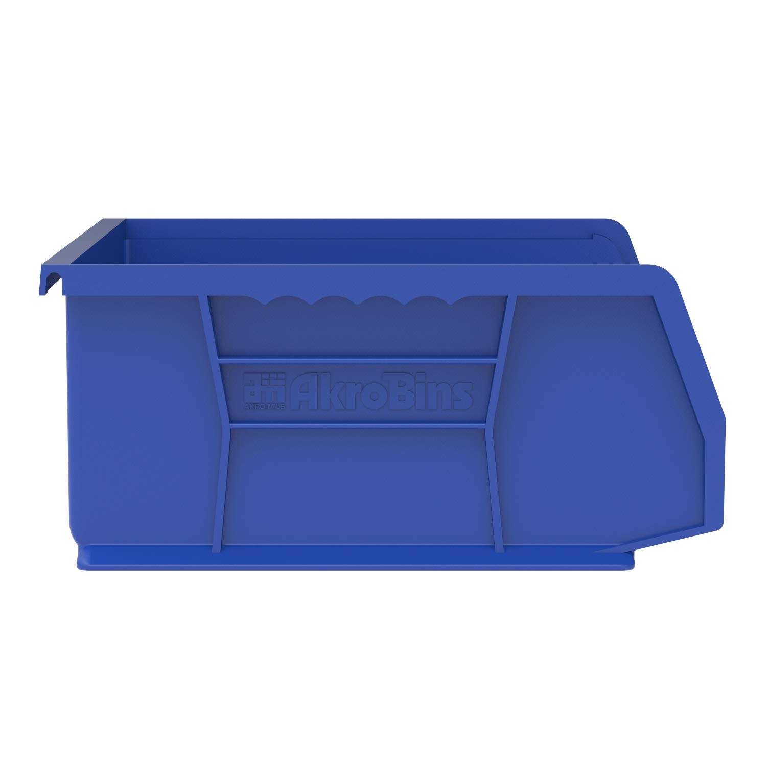 Akro-Mils 30255 AkroBins Plastic Storage Bins - 6-Pack Stackable Organizer Bins for Garage, Pantry, Craft Room (11x16x5 Inches, Blue) | Space-Saving Home & Office Storage Solution